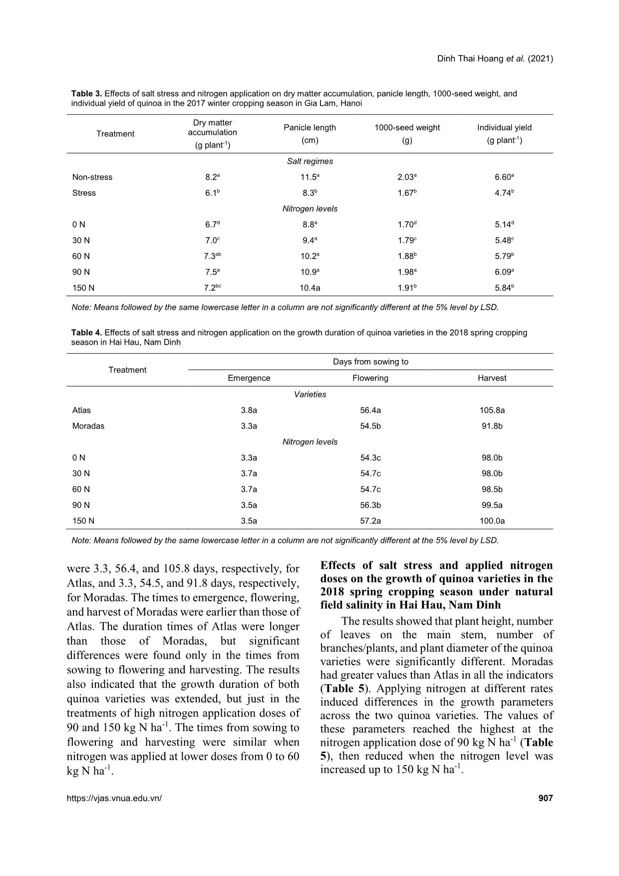 Effects of nitrogen application on the growth and yield of quinoa under saline conditions in Northern Vietnam trang 5