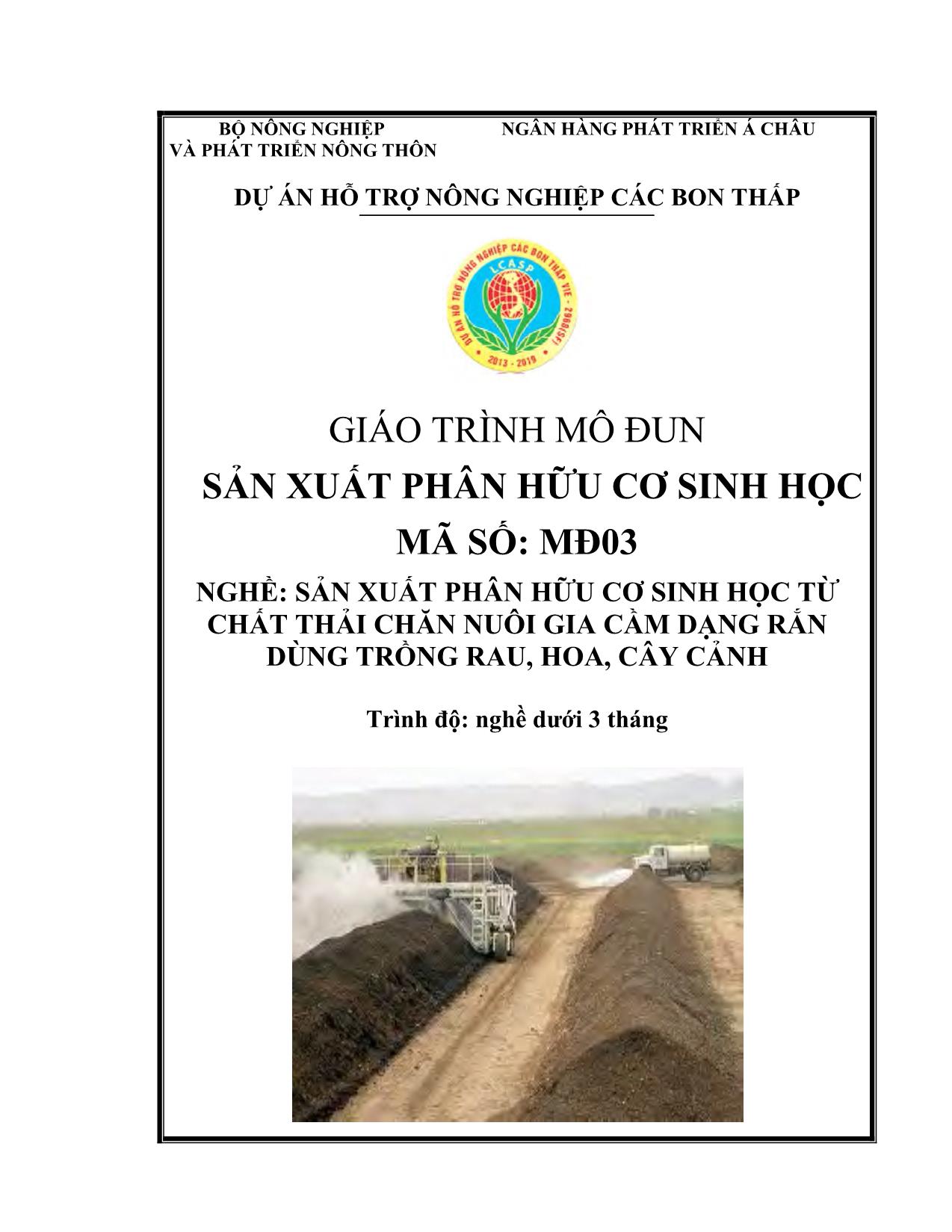 Giáo trình mô đun Sản xuất phân hữu cơ sinh học trang 1