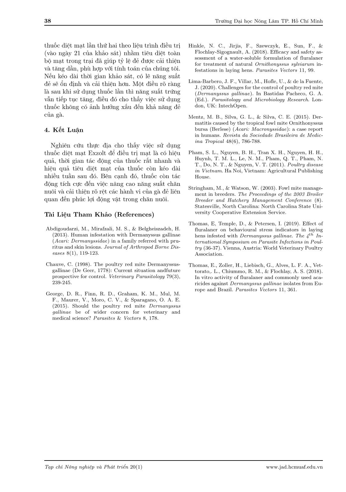 Efficacy of fluralaner in drinking water in controlling mite and improving welfare in laying hens trang 8