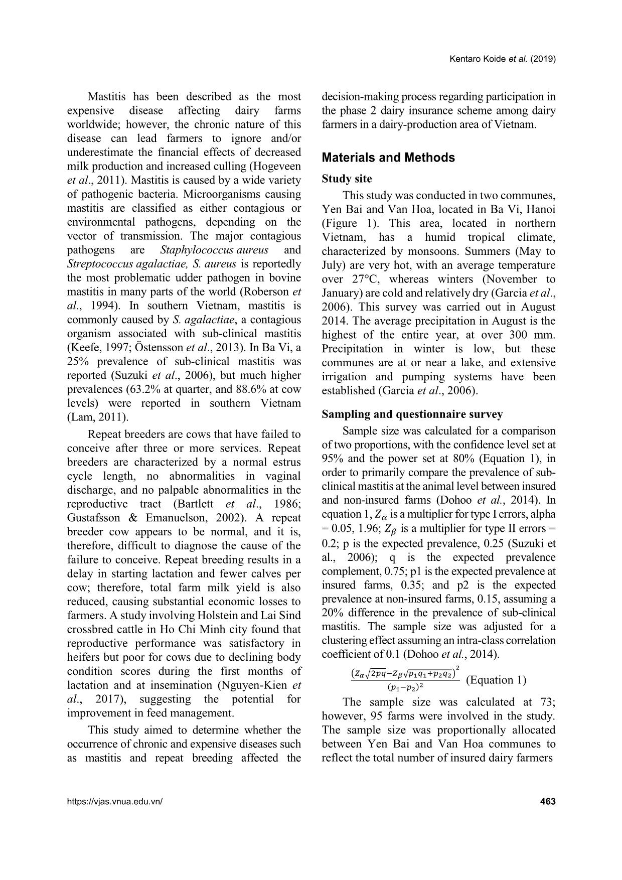 Influence of mastitis and repeat breeding incidence on participation in the animal insurance program for dairy farmers in Ba Vi, Hanoi, Vietnam trang 3