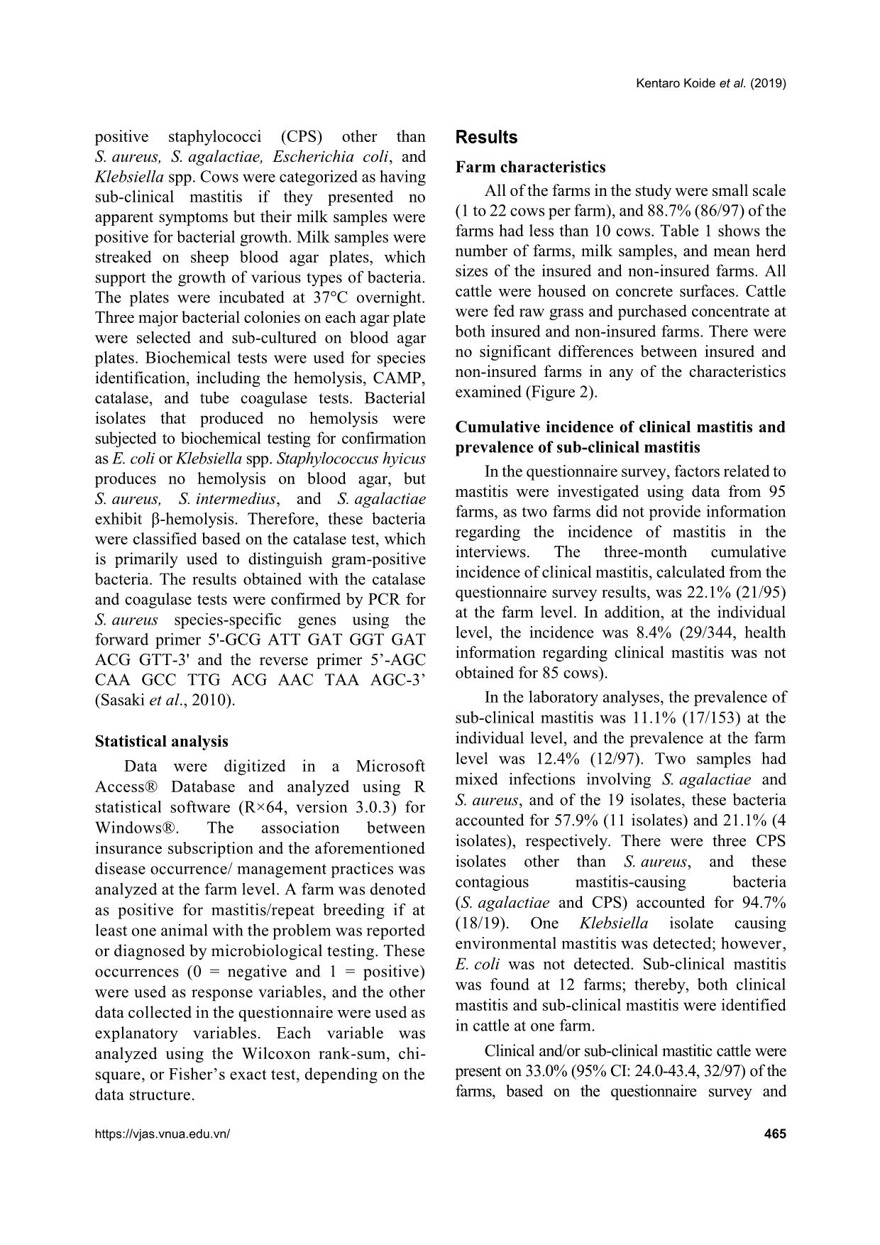 Influence of mastitis and repeat breeding incidence on participation in the animal insurance program for dairy farmers in Ba Vi, Hanoi, Vietnam trang 5