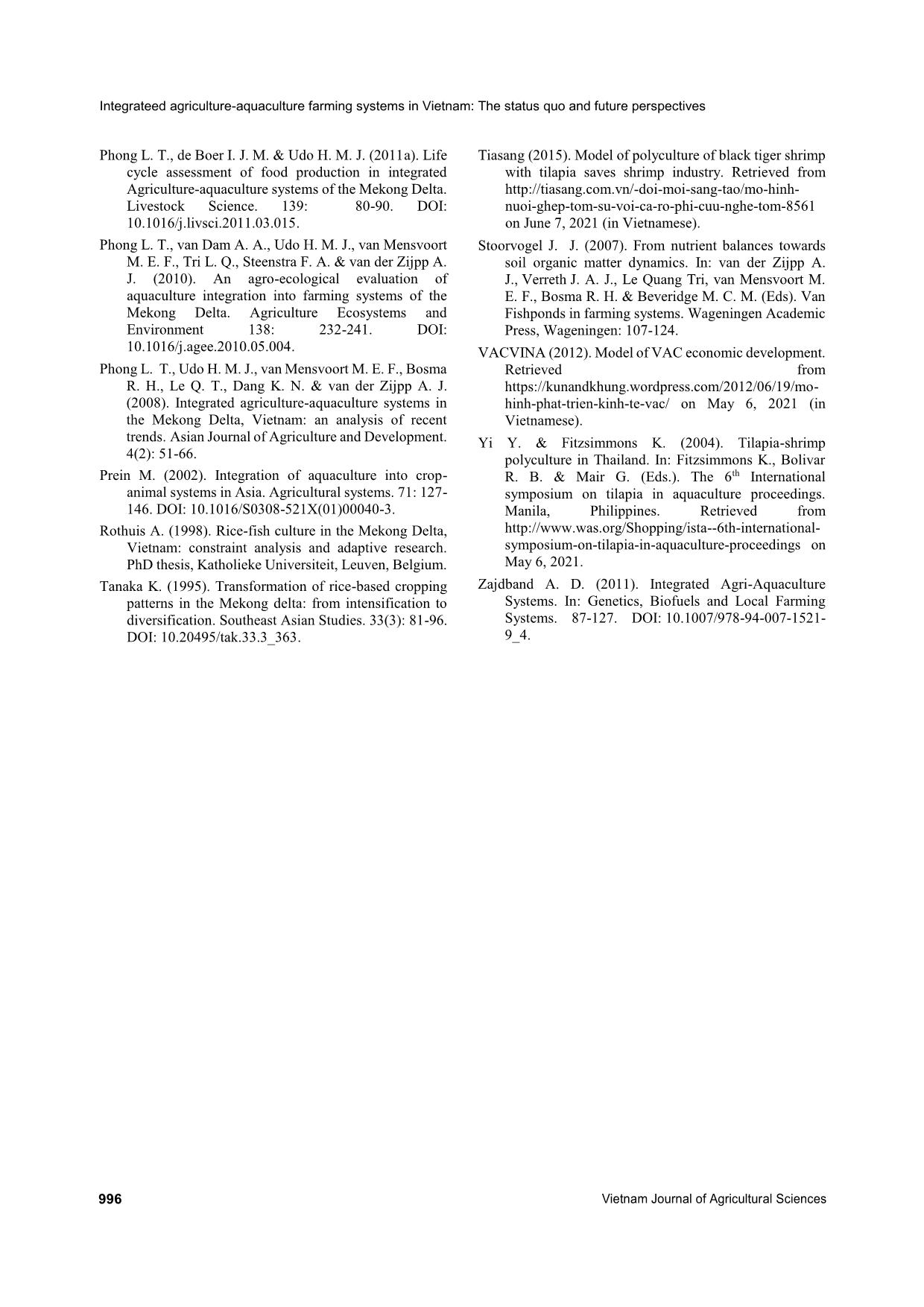 Integrated agriculture-aquaculture farming systems in Vietnam: The status quo and future perspectives trang 8