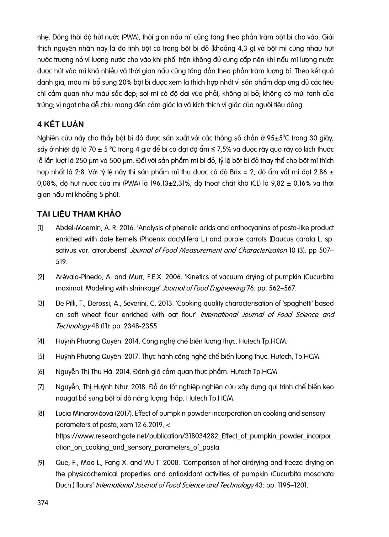 Khảo sát quy trình chế biến bột bí đỏ sấy khô và ứng dụng trong chế biến mì bí đỏ trang 6