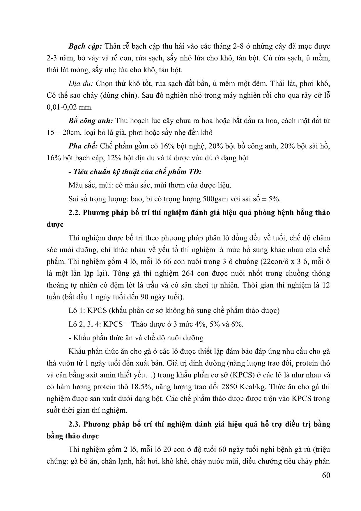 Nghiên cứu, bào chế thuốc Nam dùng để phòng và hỗ trợ điều trị bệnh gà rù trong điều kiện nuôi gà thả vườn tại Quảng Bình trang 3