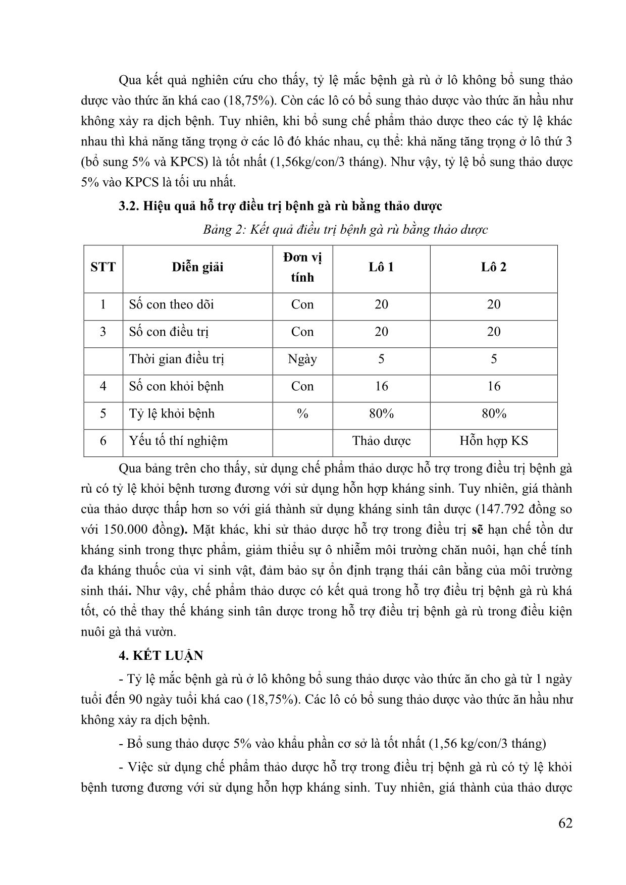 Nghiên cứu, bào chế thuốc Nam dùng để phòng và hỗ trợ điều trị bệnh gà rù trong điều kiện nuôi gà thả vườn tại Quảng Bình trang 5