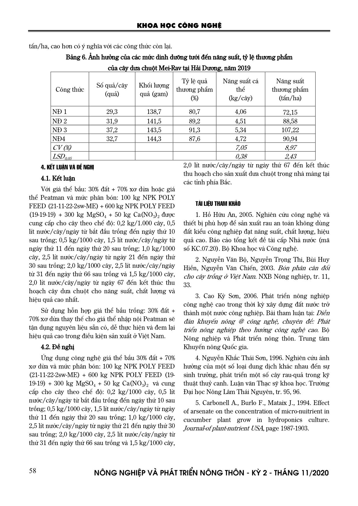 Nghiên cứu lựa chọn giá thể bầu và dinh dưỡng để sản xuất dưa chuột trong ứng dụng công nghệ cao ở các tỉnh phía Bắc trang 6