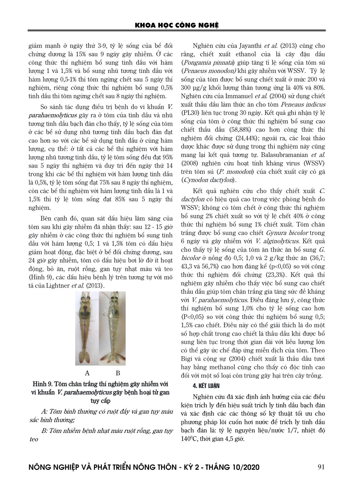 Nghiên cứu tạo chế phẩm nhũ tương từ hợp chất kháng khuẩn của cây bạch đàn trắng (Eucalyptus camaldulensis Dahnardt) phục vụ phòng bệnh hoại tử gan tụy ở tôm chân trắng trang 7