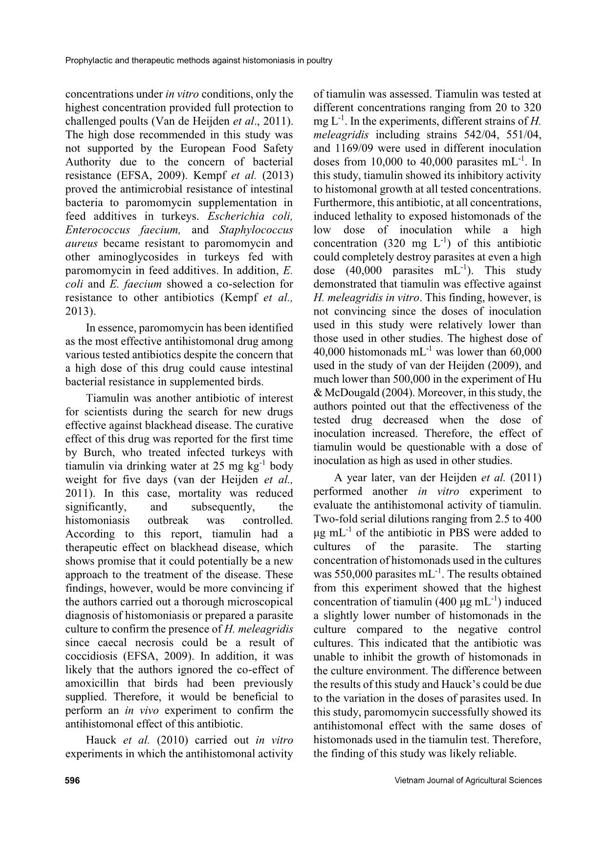 Prophylactic and therapeutic methods against histomoniasis in poultry trang 4