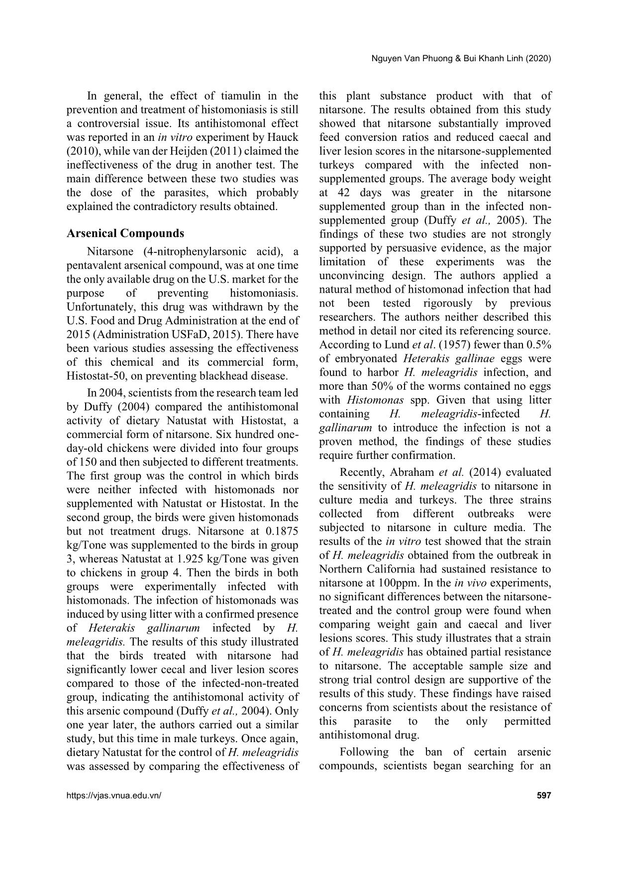 Prophylactic and therapeutic methods against histomoniasis in poultry trang 5