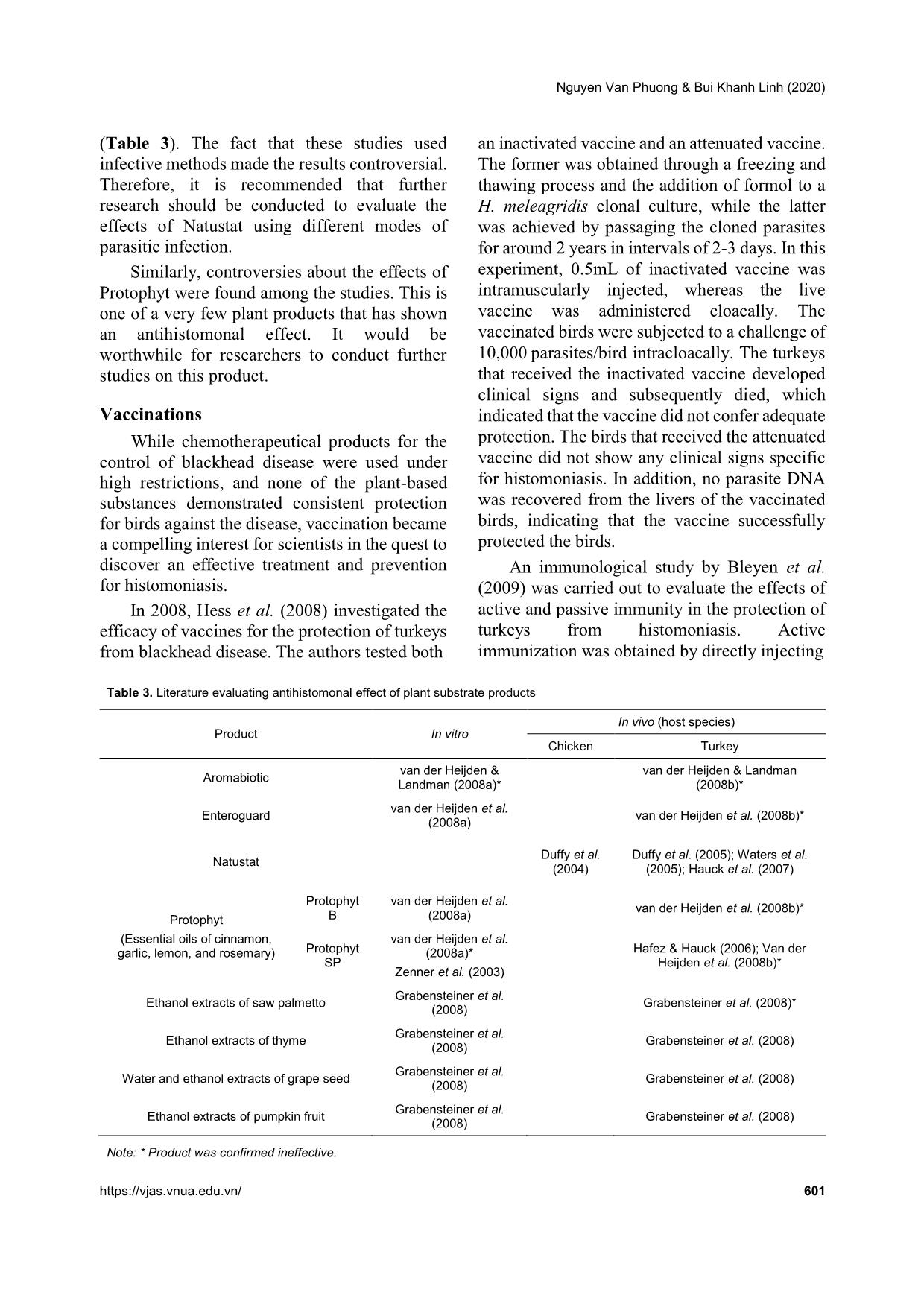 Prophylactic and therapeutic methods against histomoniasis in poultry trang 9