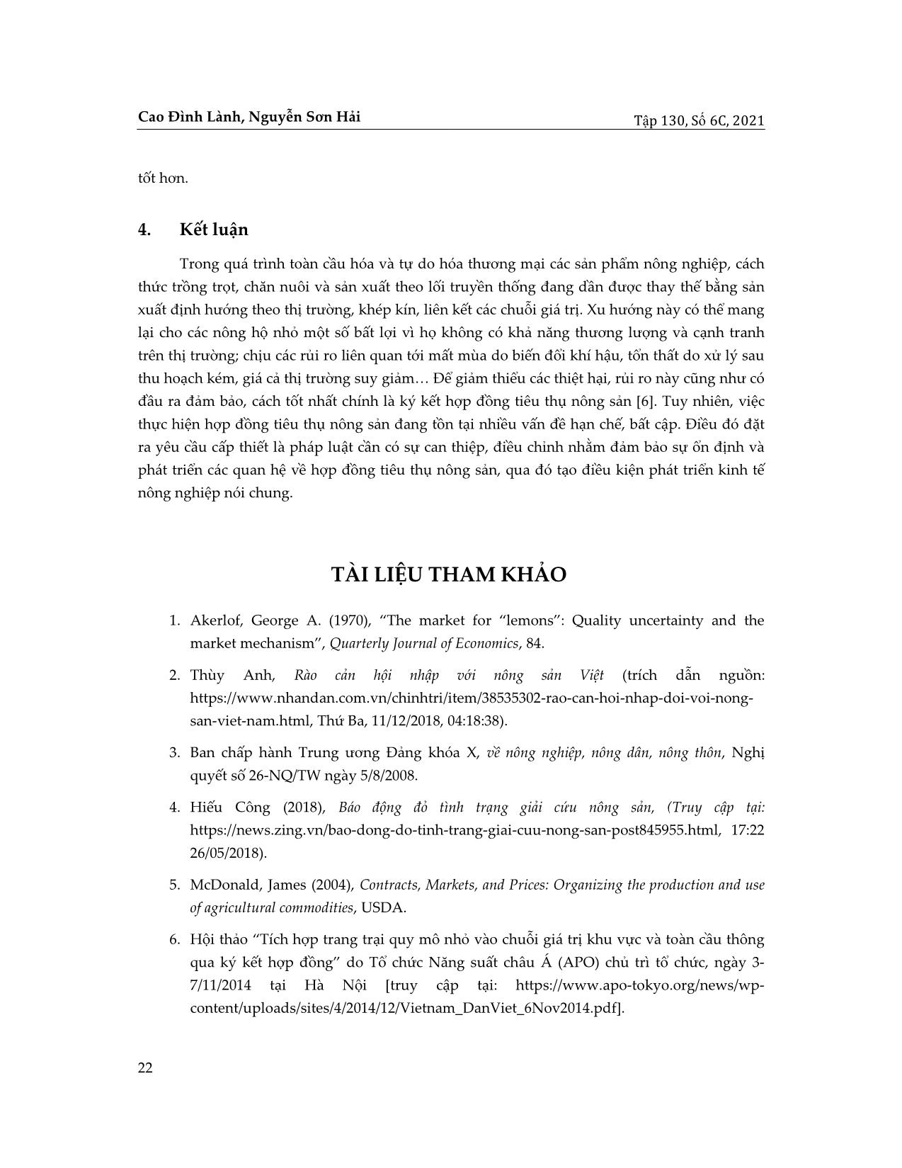 Thực trạng về hợp đồng tiêu thụ nông sản tại Việt Nam và những vấn đề đặt ra trong quá trình hoàn thiện trang 8