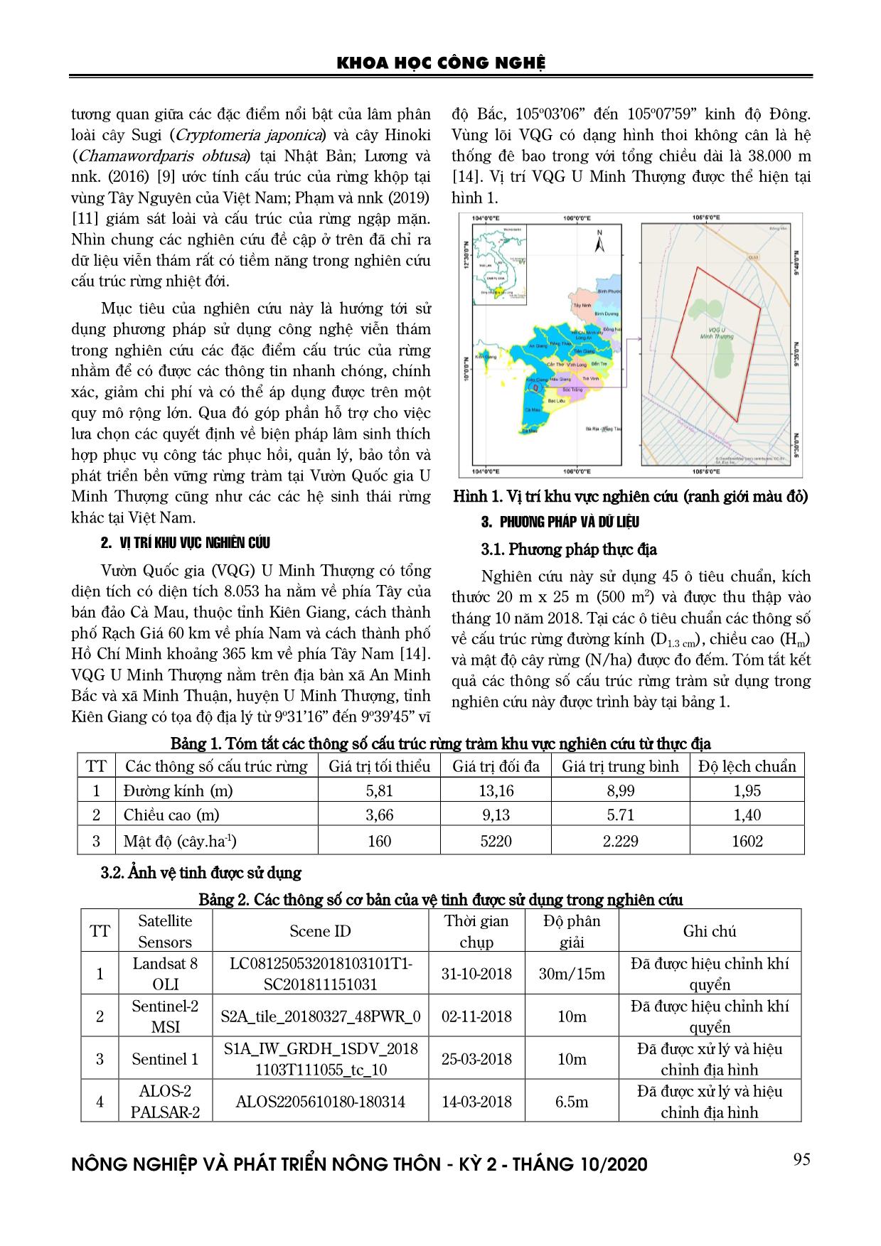 Ứng dụng công nghệ viễn thám và gis trong nghiên cứu đặc điểm cấu trúc rừng tràm (Melaleuca cajuputi) tại Vườn quốc gia U Minh Thượng, tỉnh Kiên Giang trang 2