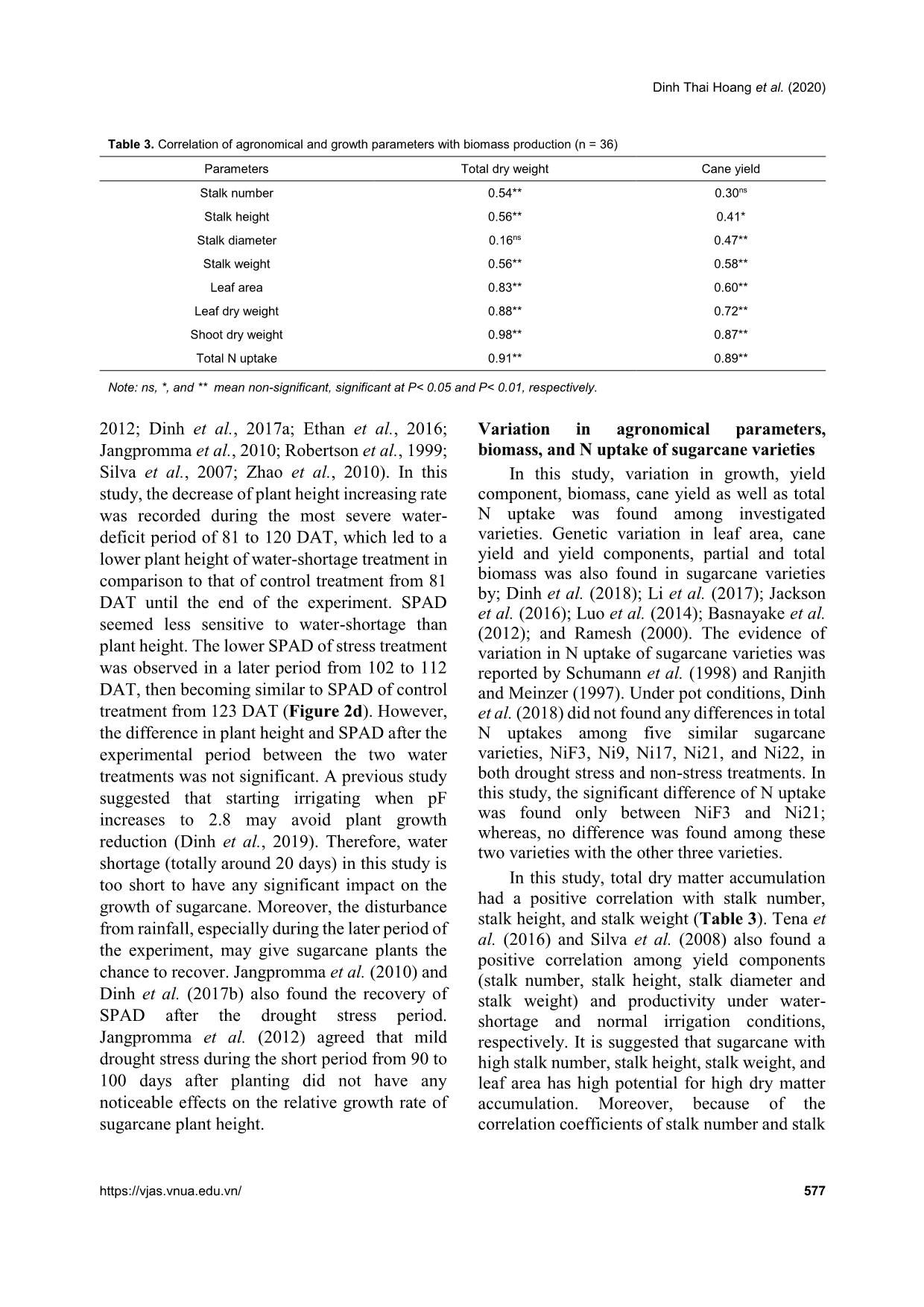 Variations in growth performance and nitrogen uptake of sugarcane cultivars under rain-fed conditions trang 7