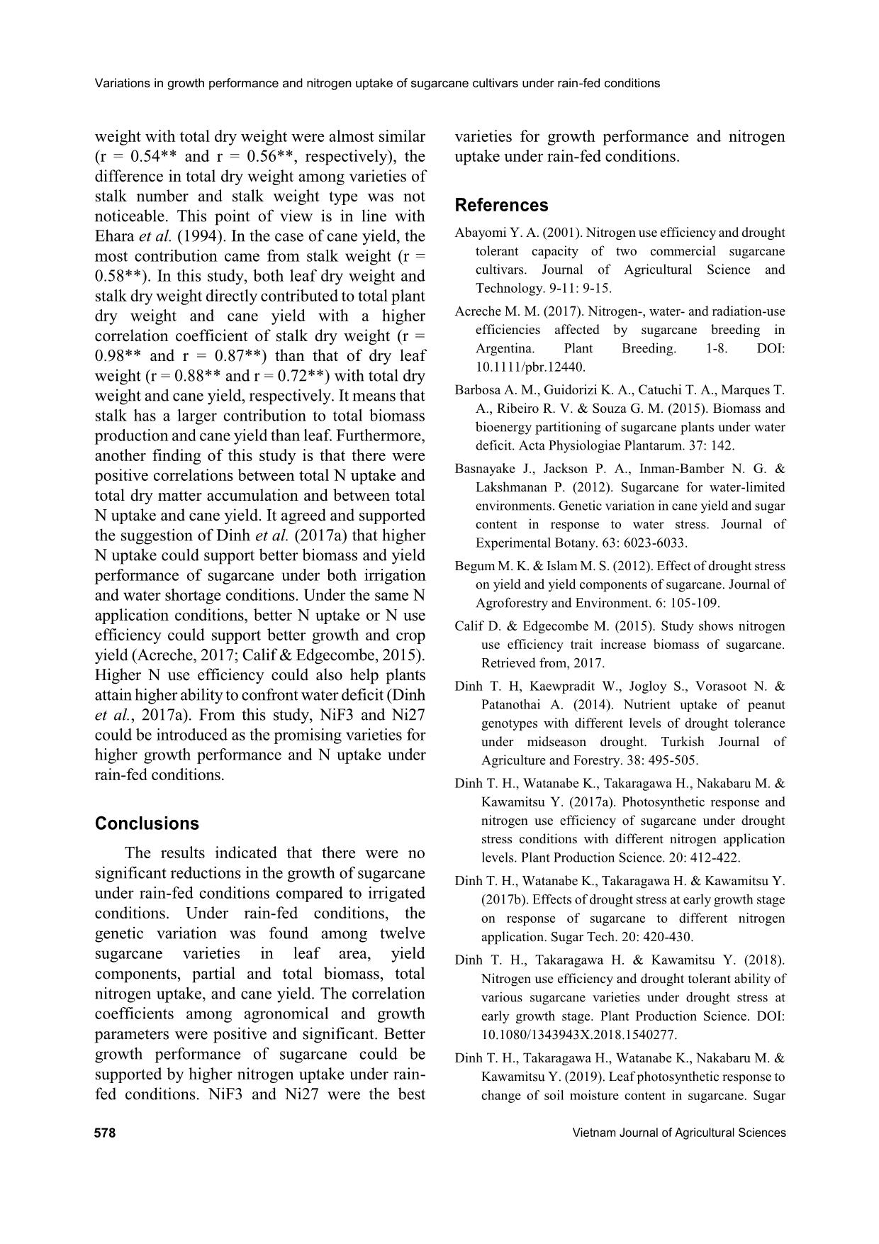 Variations in growth performance and nitrogen uptake of sugarcane cultivars under rain-fed conditions trang 8