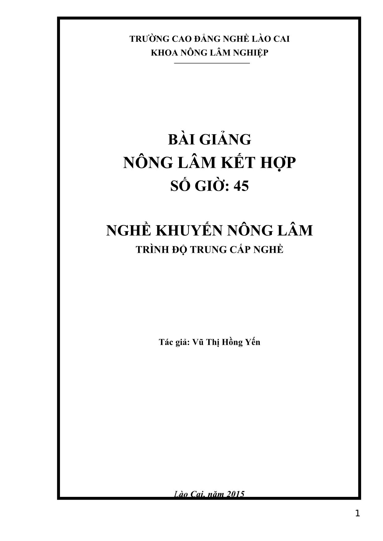 Bài giảng Nông lâm kết hợp trang 1