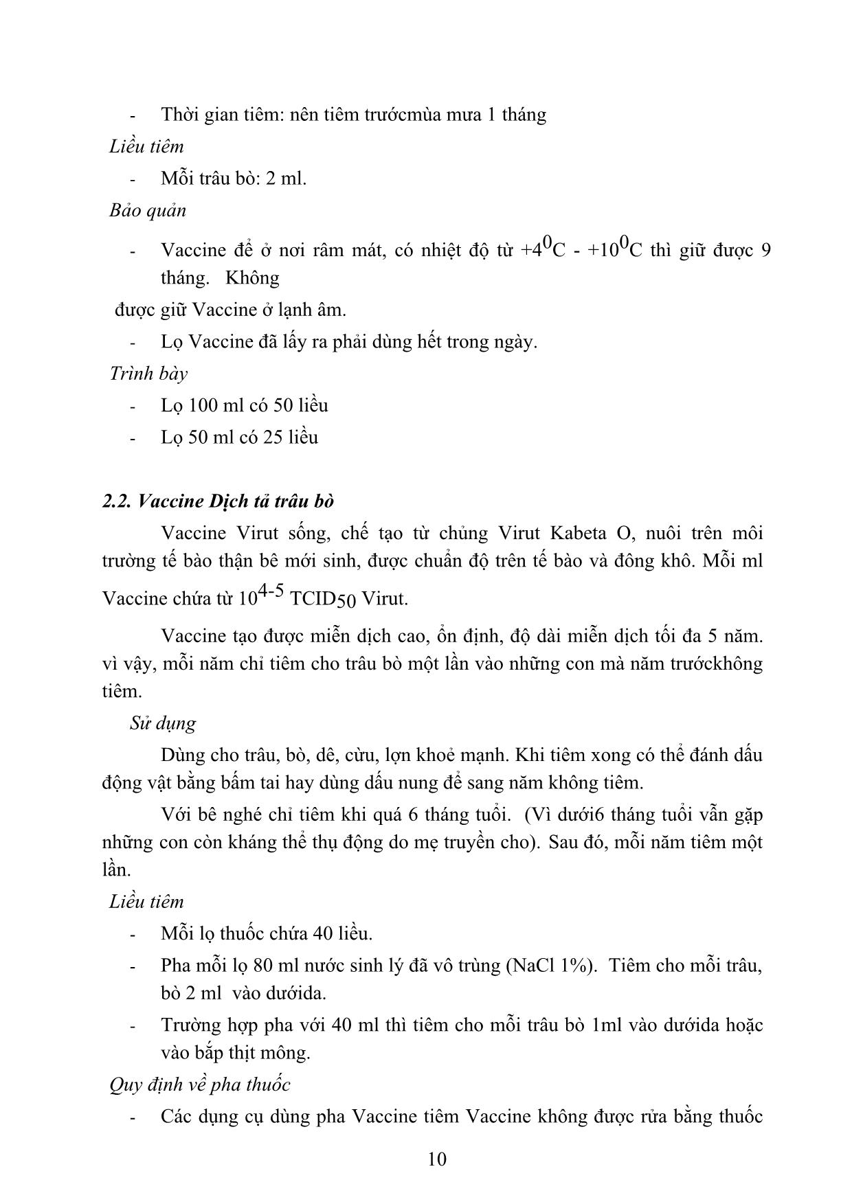 Tài liệu giảng dạy Sử dụng vắc xin cho vật nuôi trang 10