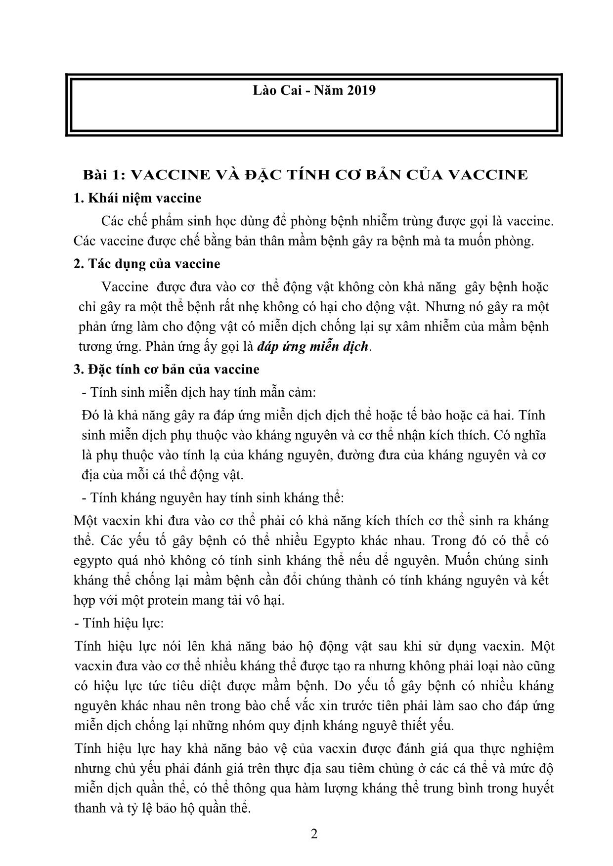 Tài liệu giảng dạy Sử dụng vắc xin cho vật nuôi trang 2