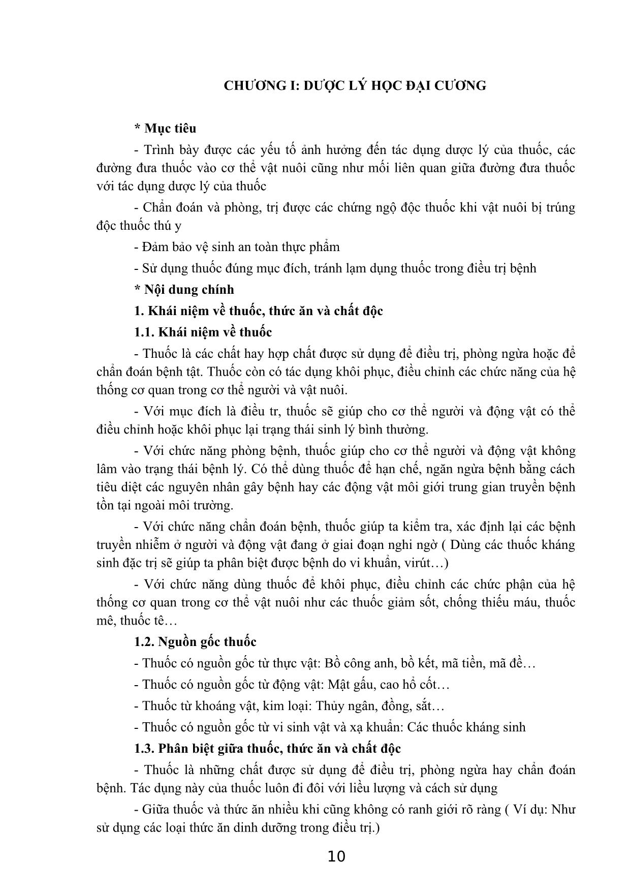 Giáo trình Dược lý thú y trang 10