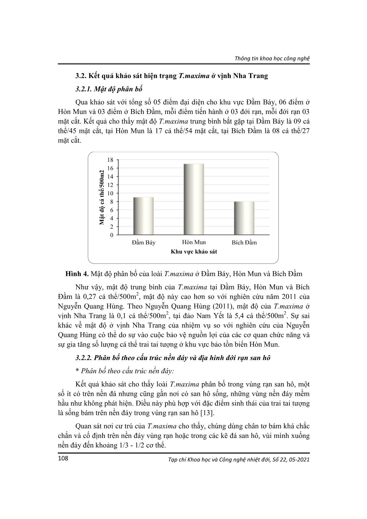 Kết quả khảo sát hiện trạng sự phân bố, mật độ trai tai tượng Tridacna maxima ở vịnh Nha Trang, Khánh Hòa trang 6