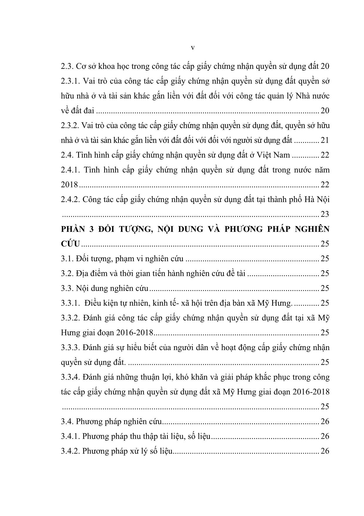 Khóa luận Đánh giá công tác cấp giấy chứng nhận quyền sử dụng đất trên địa bàn xã Mỹ Hưng, huyện Thanh Oai, thành phố Hà Nội giai đoạn 2016-2018 trang 7