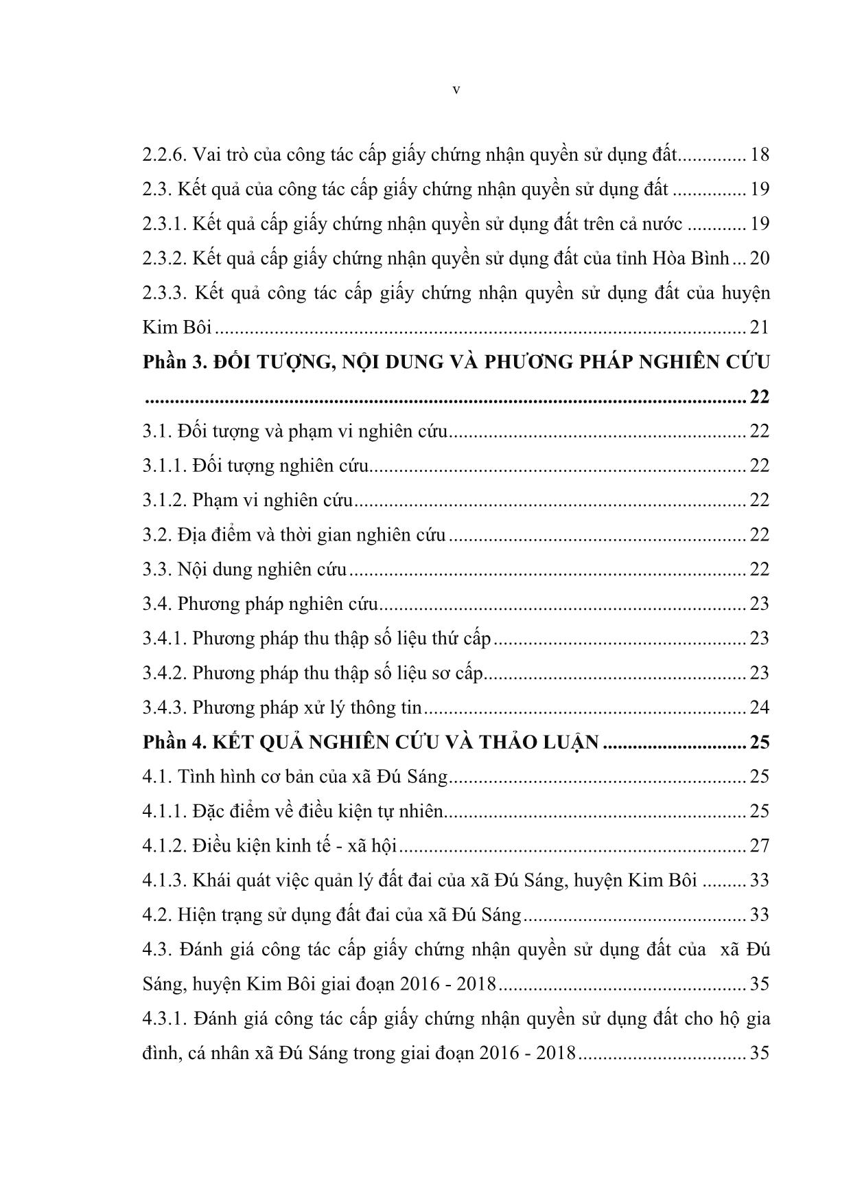 Khóa luận Đánh giá công tác cấp giấy chứng nhận quyền sử dụng đất trên địa bàn xã Đú Sáng, huyện Kim Bôi, tỉnh Hòa Bình giai đoạn 2016-2018 trang 9