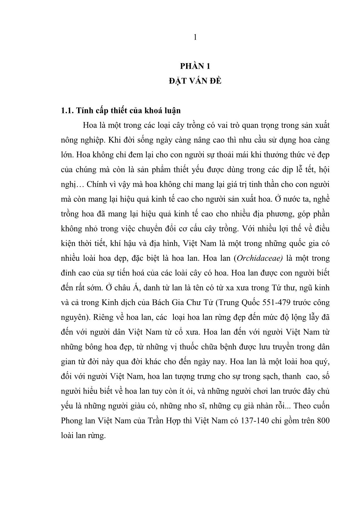 Khóa luận Điều tra, thu thập một số loài lan rừng quý, có giá trị kinh tế tại Bắc Kạn trang 7