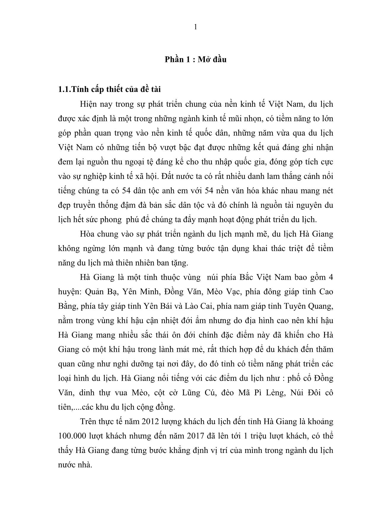 Khóa luận Giải pháp phát triển du lịch cộng đồng tại địa bàn xã Sà Phìn, huyện Đồng Văn, tỉnh Hà Giang trang 9