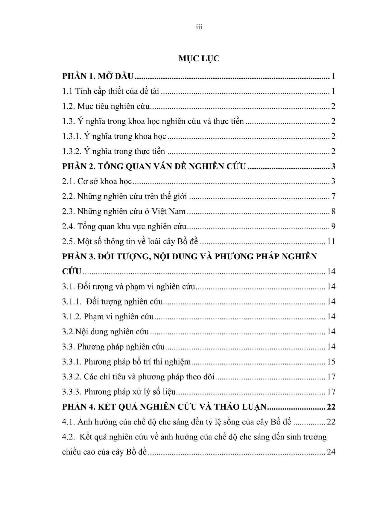 Khóa luận Nghiên cứu ảnh hưởng của chế độ che sáng đến sinh trưởng của cây Bồ Đề (Styrax tonkinensis Pierre) giai đoạn vườn ươm tại Đại học Nông Lâm Thái Nguyên trang 5