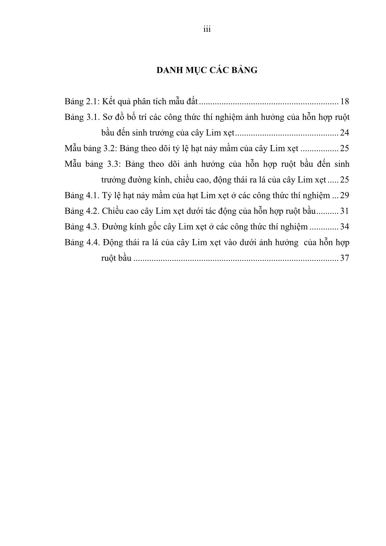 Khóa luận Nghiên cứu ảnh hưởng của hỗn hợp ruột bầu đến sinh trưởng của cây con Lim xẹt (Peltophorum tonkinensis A.Chev) trong giai đoạn vườn ươm tại trường Đại học Nông Lâm Thái Nguyên trang 5