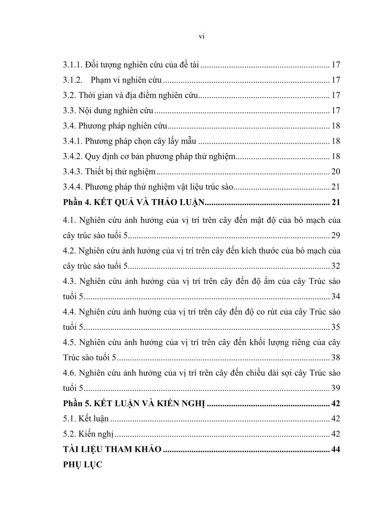 Khóa luận Nghiên cứu ảnh hưởng của vị trí trên cây đến cấu tạo và tính chất vật lí của cây Trúc sào tuổi 5 tại trường Đại học Nông Lâm Thái Nguyên trang 8