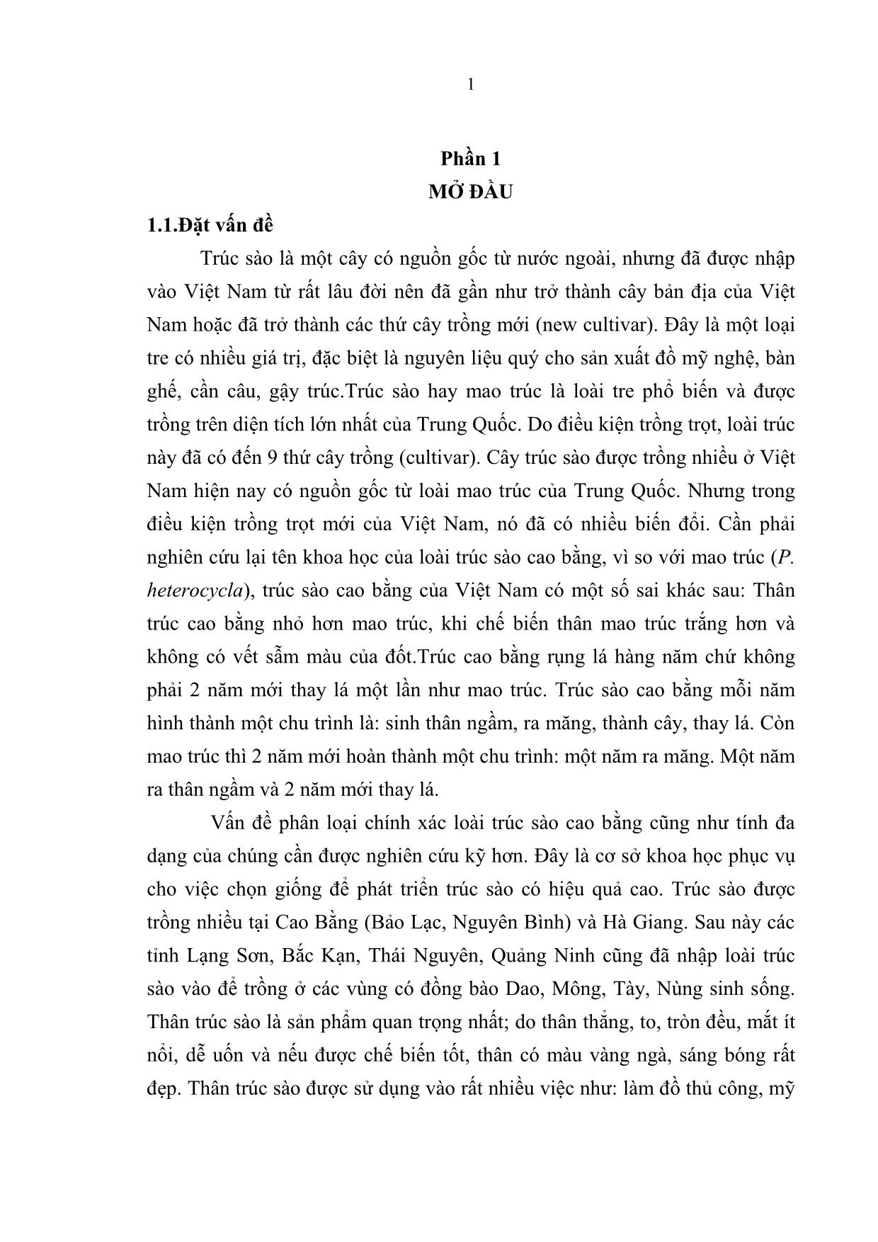 Khóa luận Nghiên cứu ảnh hưởng của vị trí trên cây đến cây cấu tạo và tính chất vật lý của cây trúc sào (Phyllostachys edulis) tuổi 3 trồng tại huyện Chợ Mới, tỉnh Bắc Kạn trang 9