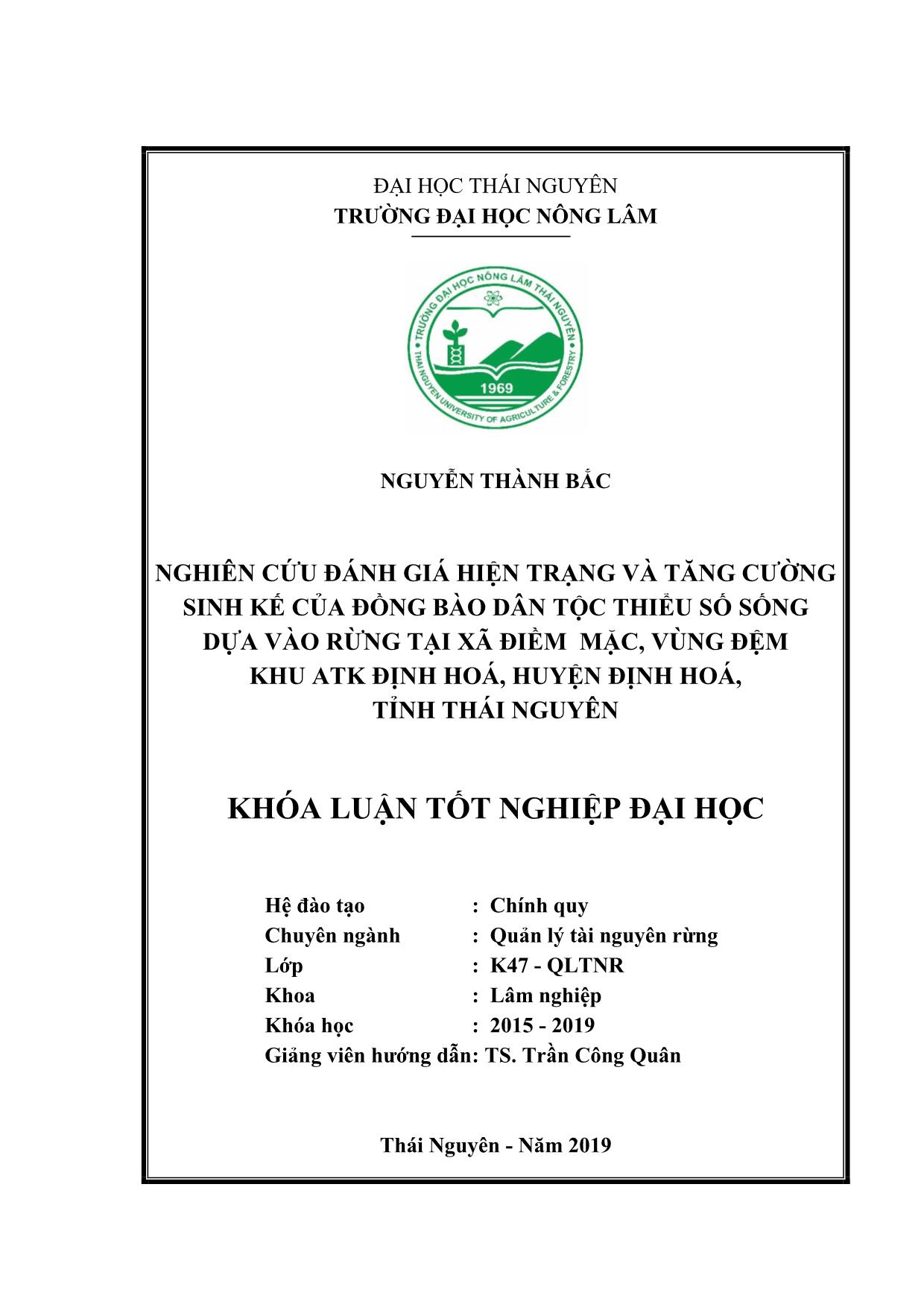 Khóa luận Nghiên cứu đánh giá hiện trạng và tăng cường sinh kế của đồng bào dân tộc thiểu số sống dựa vào rừng tại xã Điềm Mặc, huyện Định Hoá, tỉnh Thái Nguyên trang 2