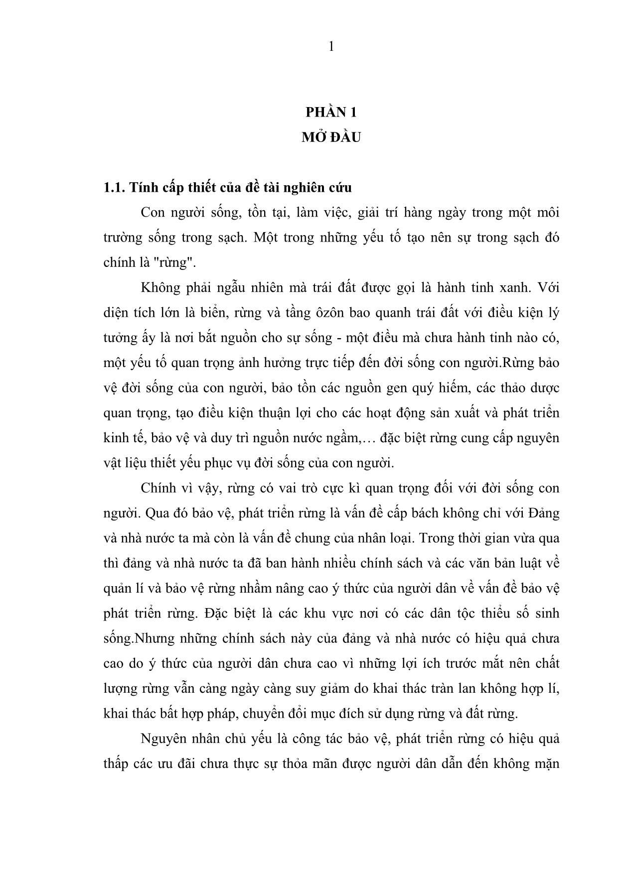 Khóa luận Nghiên cứu giải pháp nâng cao công tác bảo vệ, phát triển rừng tại xã Bản Díu, huyện Xín Mần, tỉnh Hà Giang trang 9