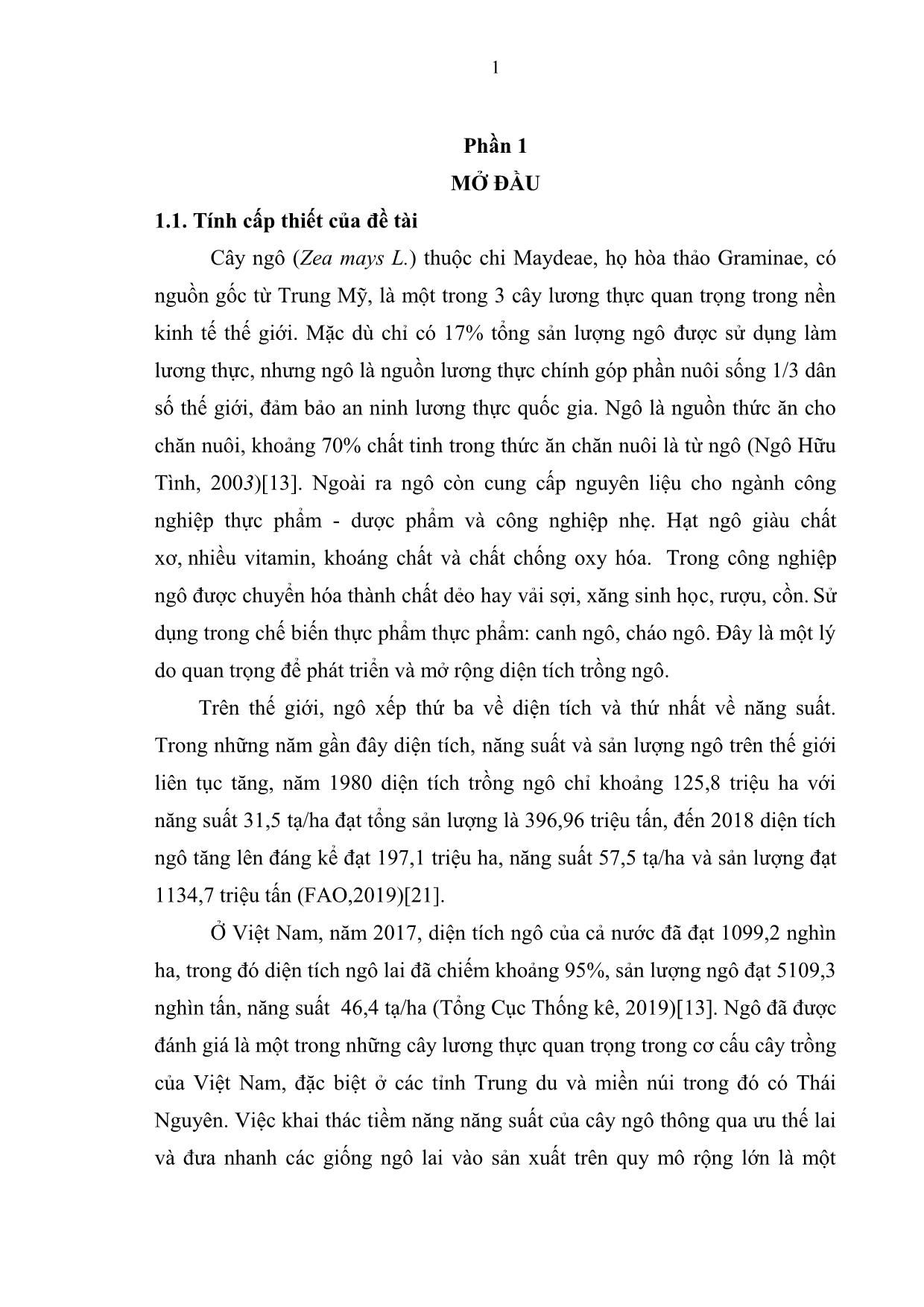 Khóa luận Nghiên cứu khả năng sinh trưởng, phát triển của một số tổ hợp ngô lai vụ Xuân năm 2018 tại Thái Nguyên trang 9