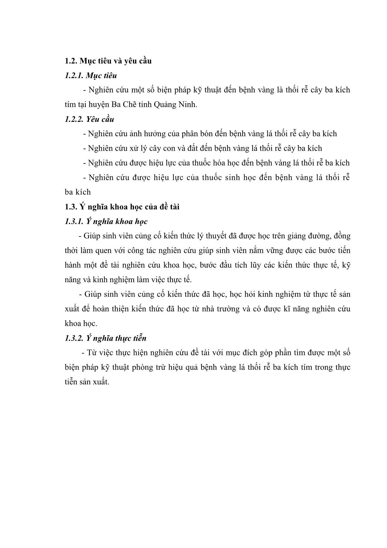 Khóa luận Nghiên cứu một số biện pháp kỹ thuật đối với bệnh vàng lá thối rễ cây ba kích tại tỉnh Quảng Ninh trang 9