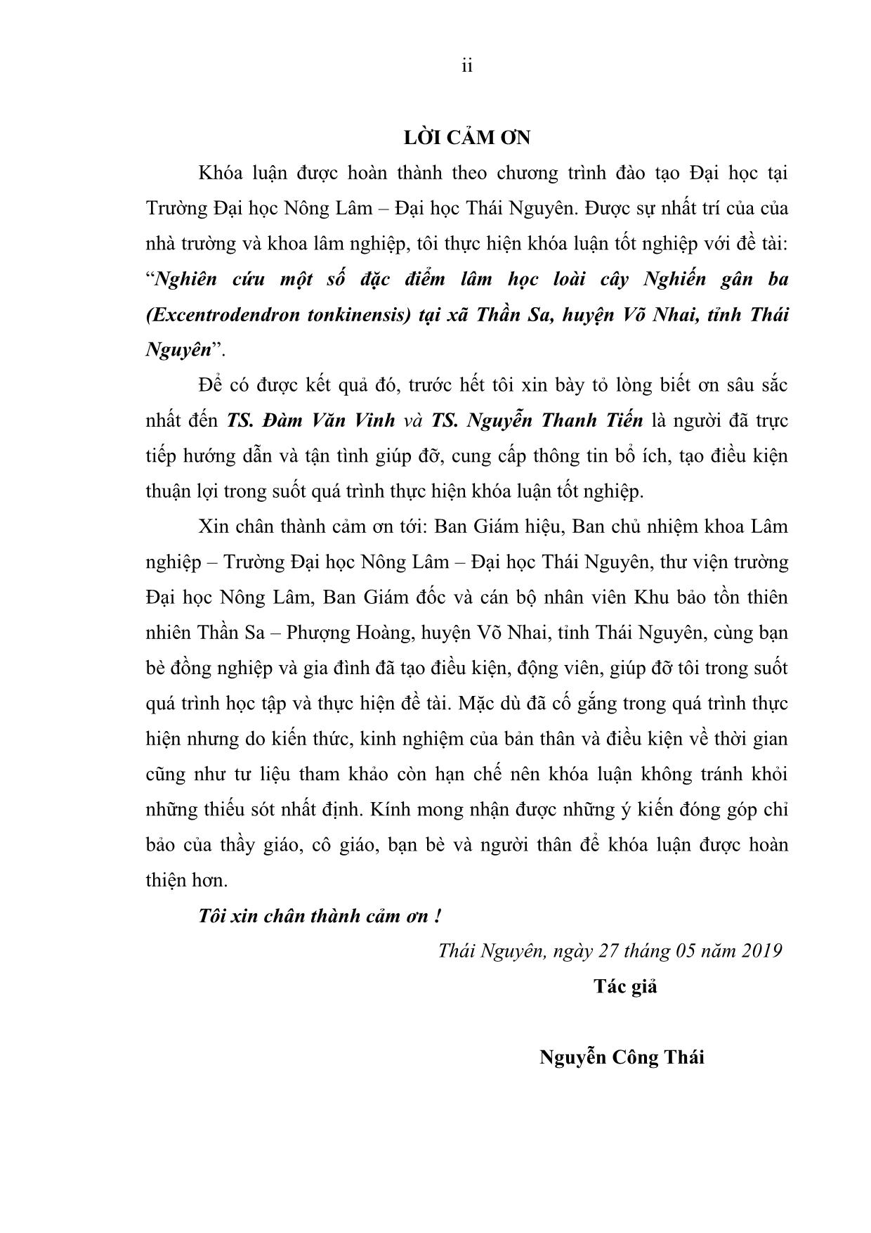 Khóa luận Nghiên cứu một số đặc điểm lâm học loài cây Nghiến gân ba (Excentrodendron tonkinensis) tại xã Thần Sa, huyện Võ Nhai, tỉnh Thái Nguyên trang 4