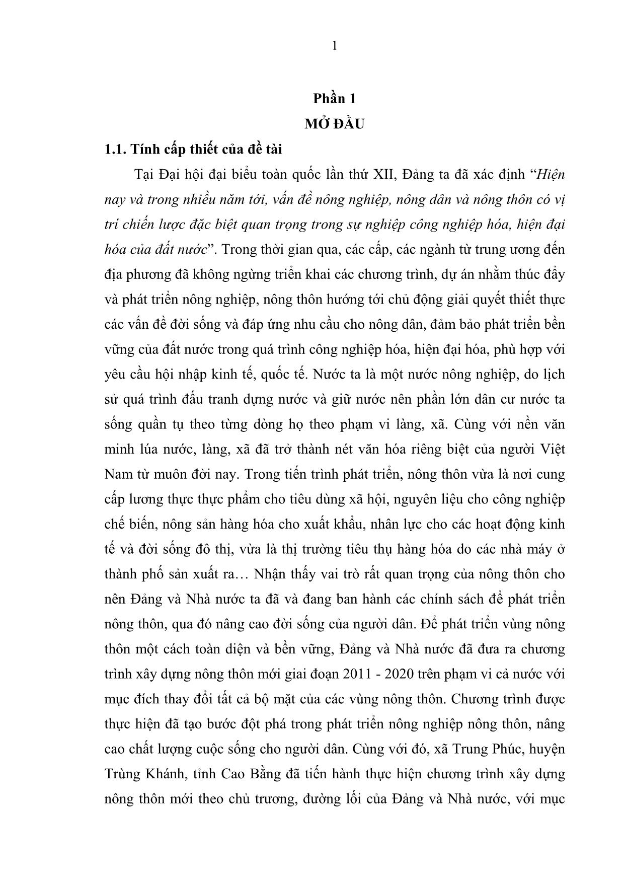 Khóa luận Nghiên cứu sự tham gia của người dân trong xây dựng nông mới tại xã Trung Phúc, huyện Trùng Khánh, tỉnh Cao Bằng trang 10