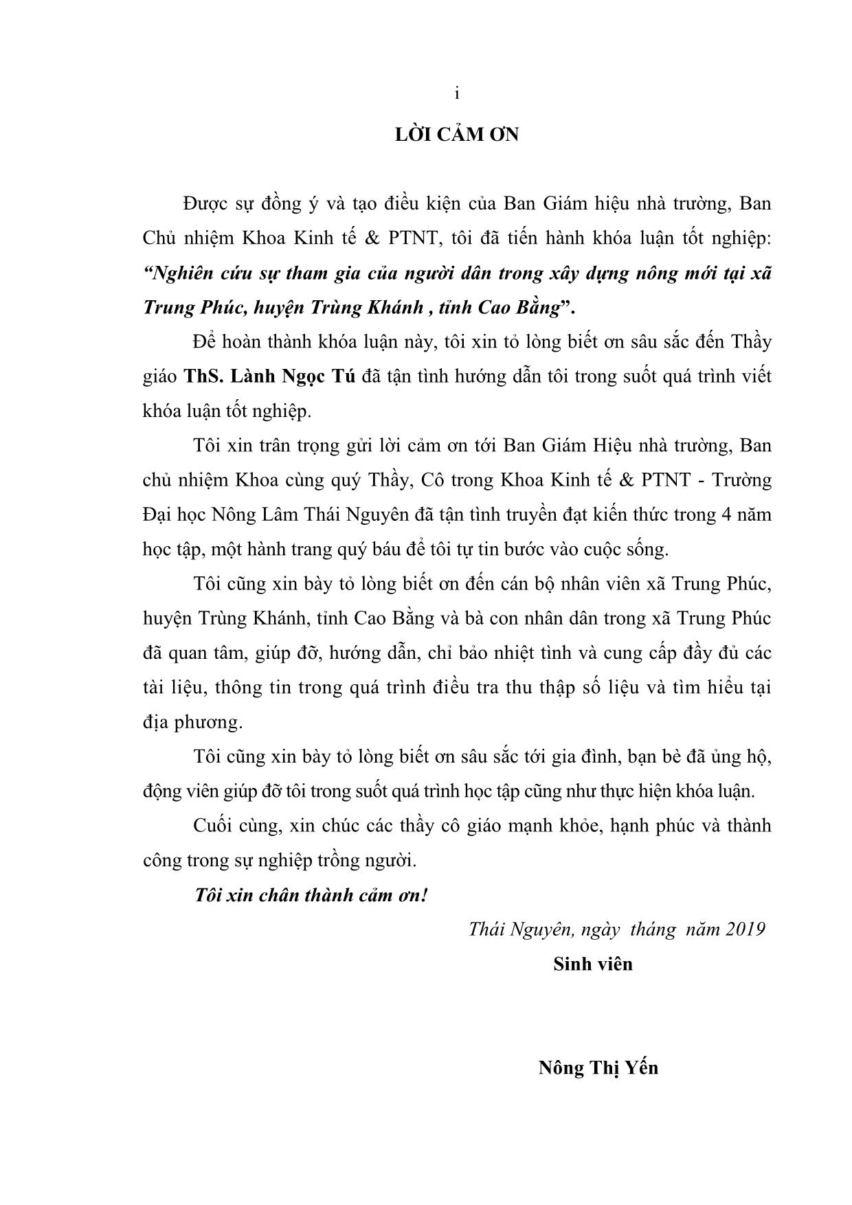 Khóa luận Nghiên cứu sự tham gia của người dân trong xây dựng nông mới tại xã Trung Phúc, huyện Trùng Khánh, tỉnh Cao Bằng trang 3