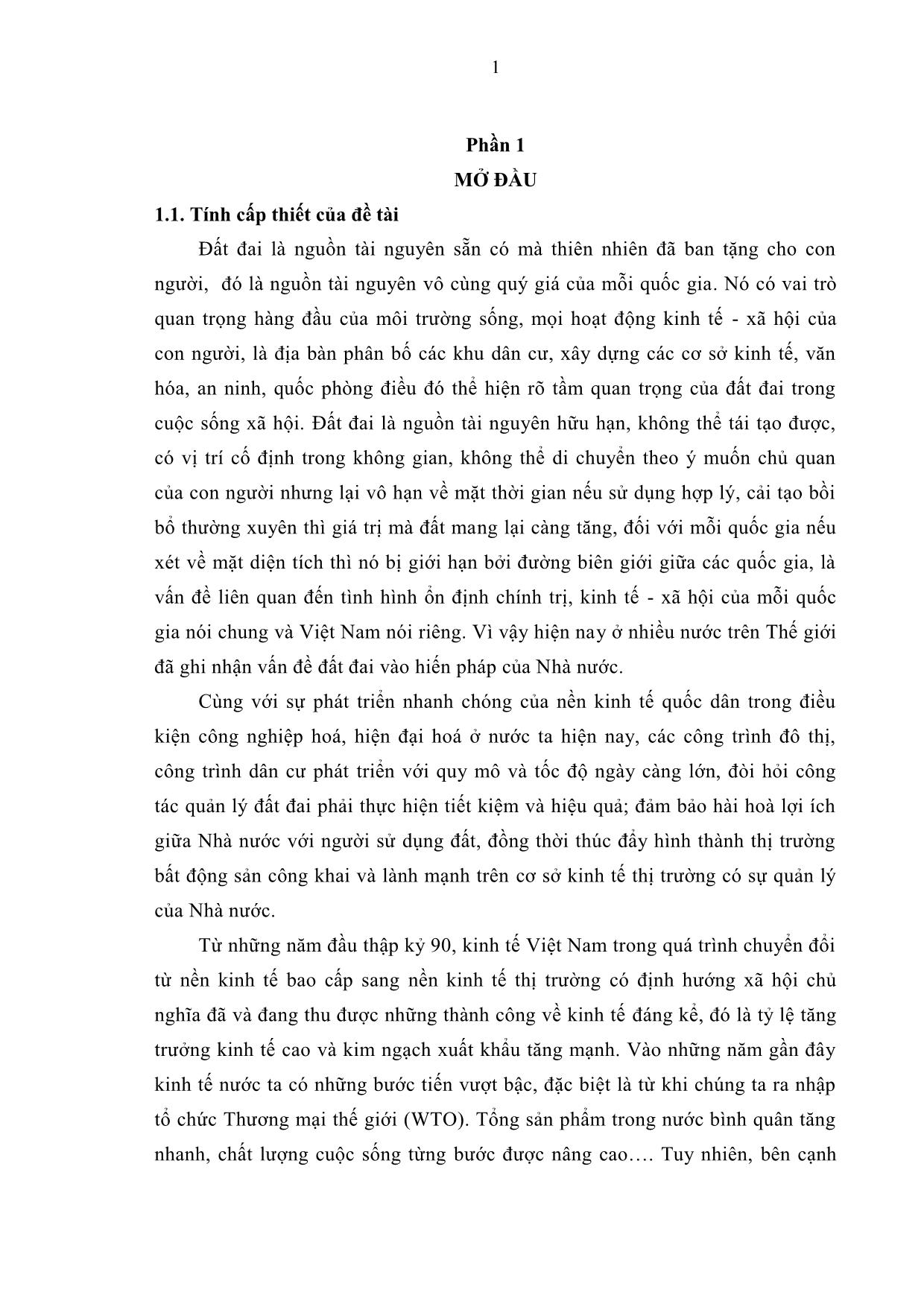 Khóa luận Nghiên cứu thực trạng chuyển đổi mục đích sử dụng đất trên địa bàn phường Quang Vinh, thành phố Thái Nguyên giai đoạn 2014-2018 trang 9