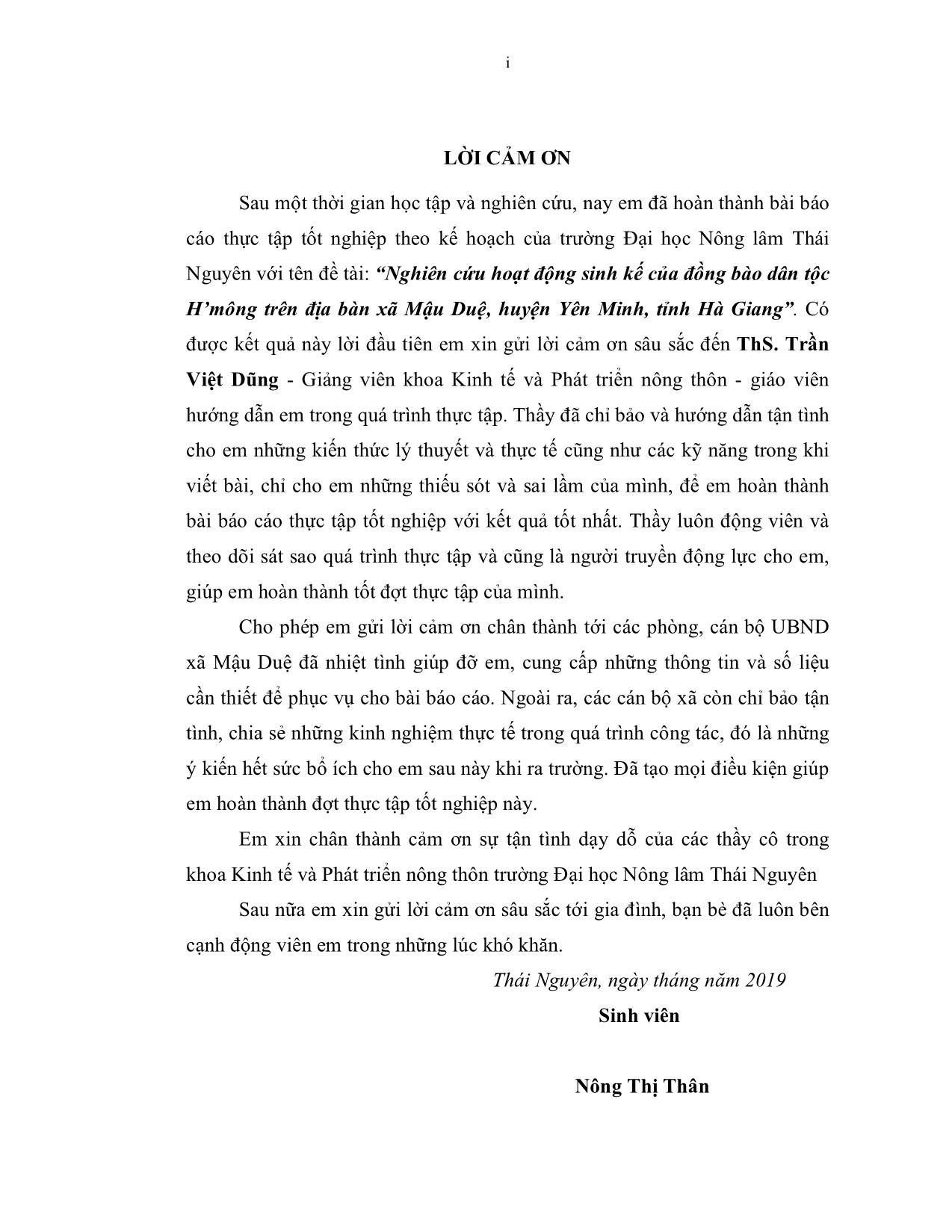 Khóa luận Nghiên cứu hoạt động sinh kế của đồng bào dân tộc H’mông trên địa bàn xã Mậu Duệ, huyện Yên Minh, tỉnh Hà Giang trang 3