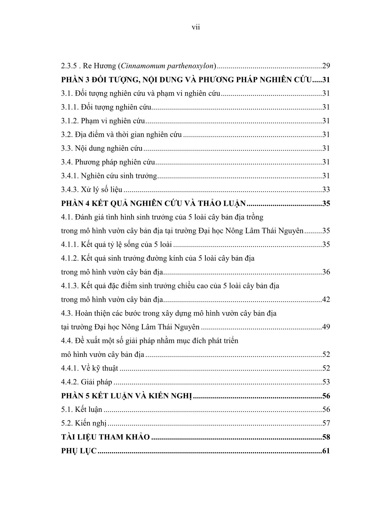 Khóa luận Nghiên cứu và đánh giá sinh trưởng một số loài cây bản địa Long não, Bách xanh, Sưa đỏ, Gù hương, Re hương trong vườn thực vật chuyển vị, tại mô hình khoa Lâm nghiệp, trường Đại học Nông Lâm Thái Nguyên trang 9