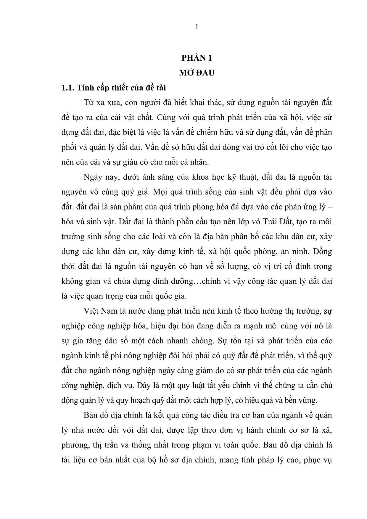 Khóa luận Thành lập tờ bản đồ địa chính tờ số 20 tỉ lệ 1:1000 từ số liệu đo, xã Nhã Lộng, huyện Phú Bình, tỉnh Thái Nguyên trang 10