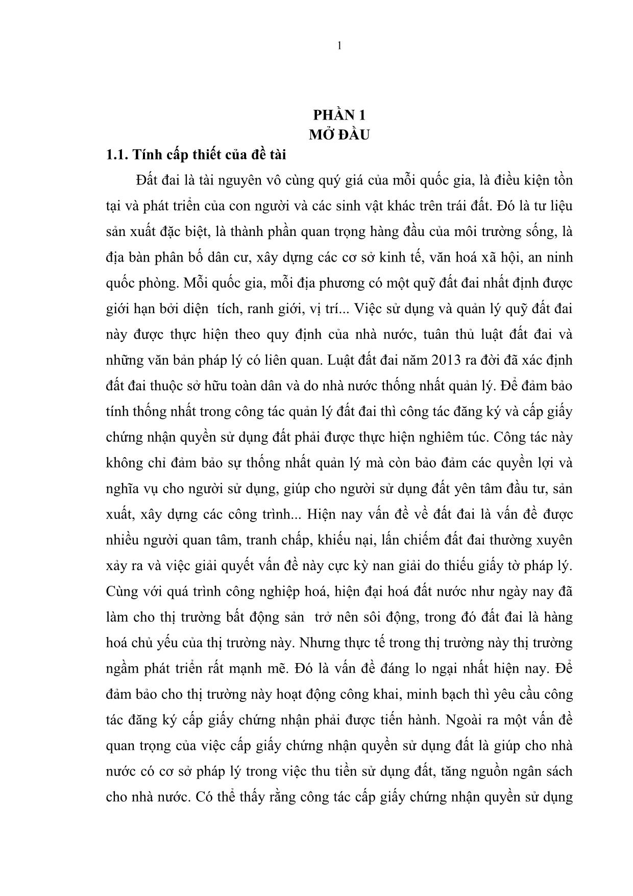 Khóa luận Thực Hiện công tác kê khai, cấp đổi giấy chứng nhận quyền sử dụng đất, quyền sở hữu nhà ở và tài sản khác gắn liền với đất tại xã Bình Sơn, thành phố Sông Công, tỉnh Thái Nguyên năm 2019 trang 10