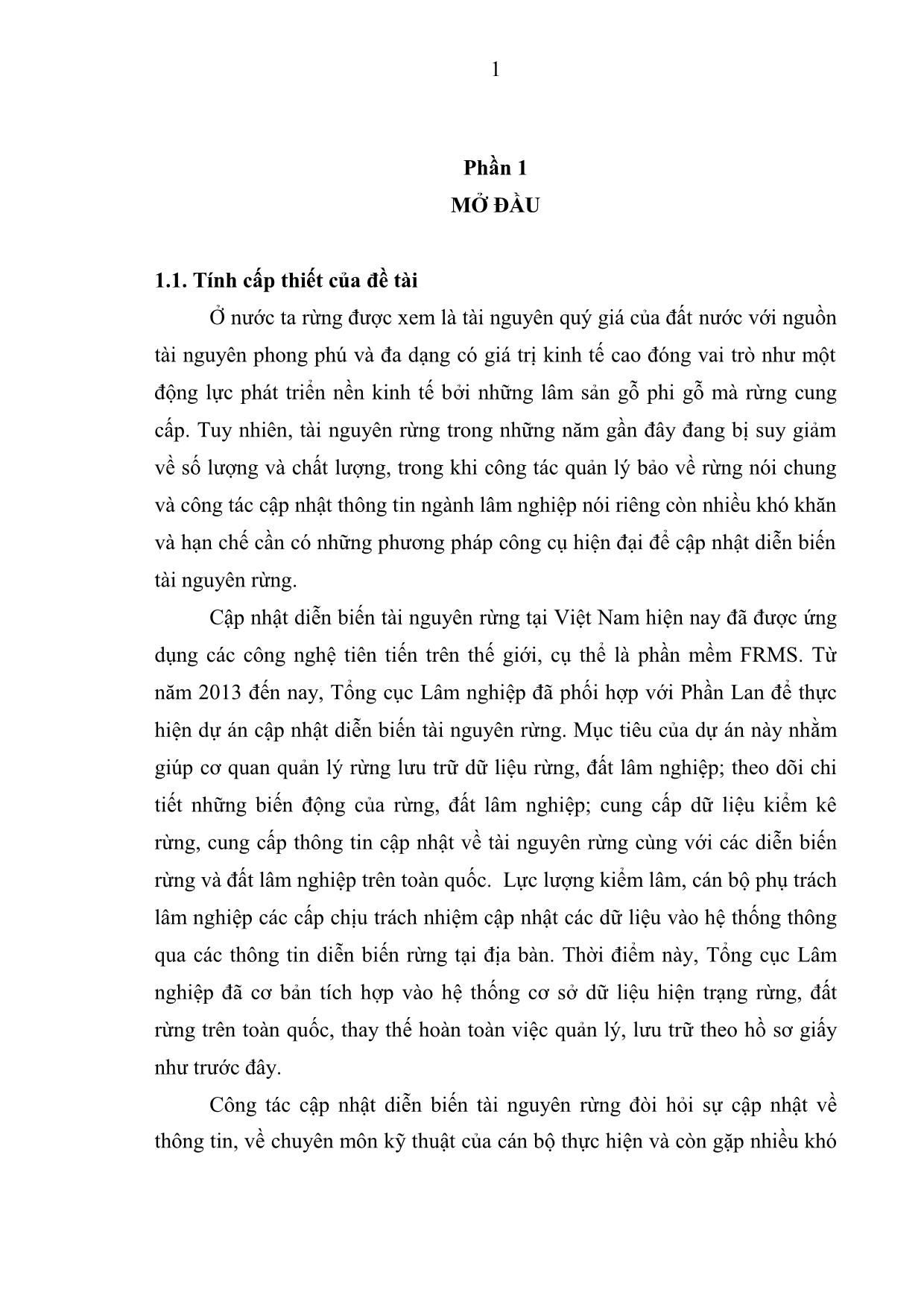 Khóa luận Tìm hiểu và thực hiện các bước ứng dụng phần mềm FRMS cập nhật nhật diễn biến tài nguyên rừng tại xã Hóa Trung, huyện Đồng Hỷ, tỉnh Thái Nguyên trang 10