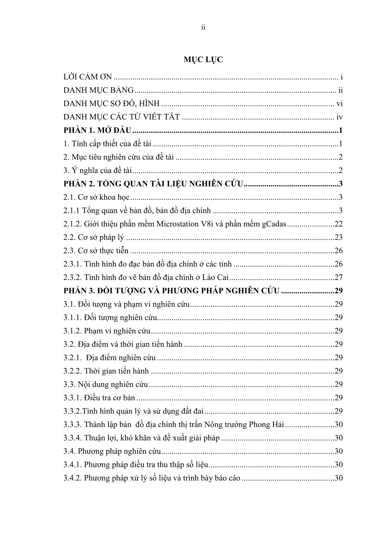 Khóa luận Ứng dụng phần mềm gCadas và Microstation V8i thành lập bản đồ địa chính, mảnh BĐĐC tờ 245 tỷ lệ 1:1000 tại thị trấn Nông trường Phong Hải – Huyện Bảo Thắng – Tỉnh Lào Cai trang 4