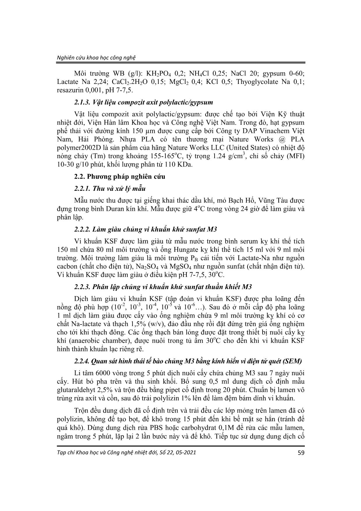 Nghiên cứu khả năng phân hủy vật liệu compozit axit polylactic/gypsum phế thải của chủng vi khuẩn khử sunfat biển trang 3