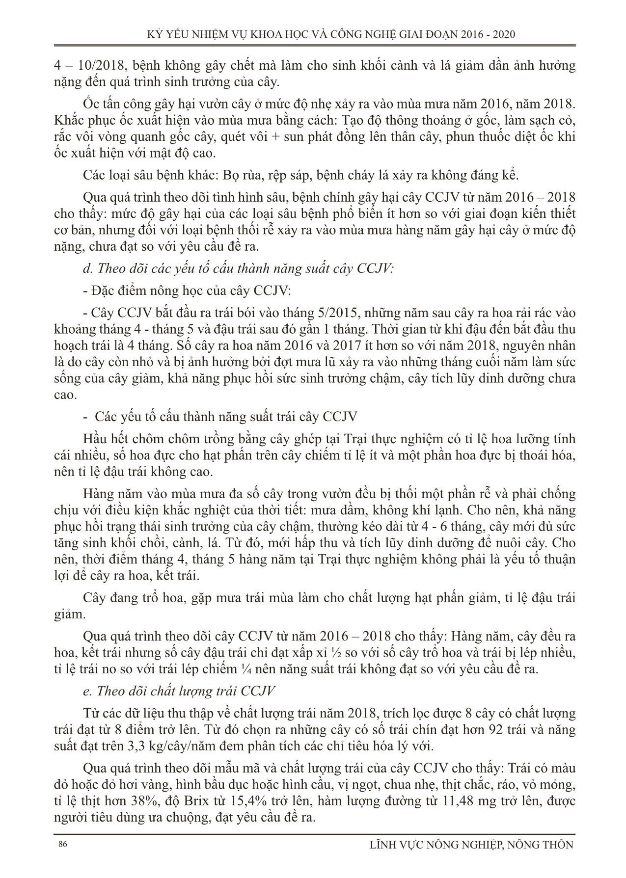 Nhiệm vụ “Chăm sóc vườn giống cây ăn quả (bưởi da xanh, chôm chôm Java, sầu riêng hạt lép) nhằm tuyển chọn và cung cấp nguồn giống cây ăn quả có chất lượng” trang 6