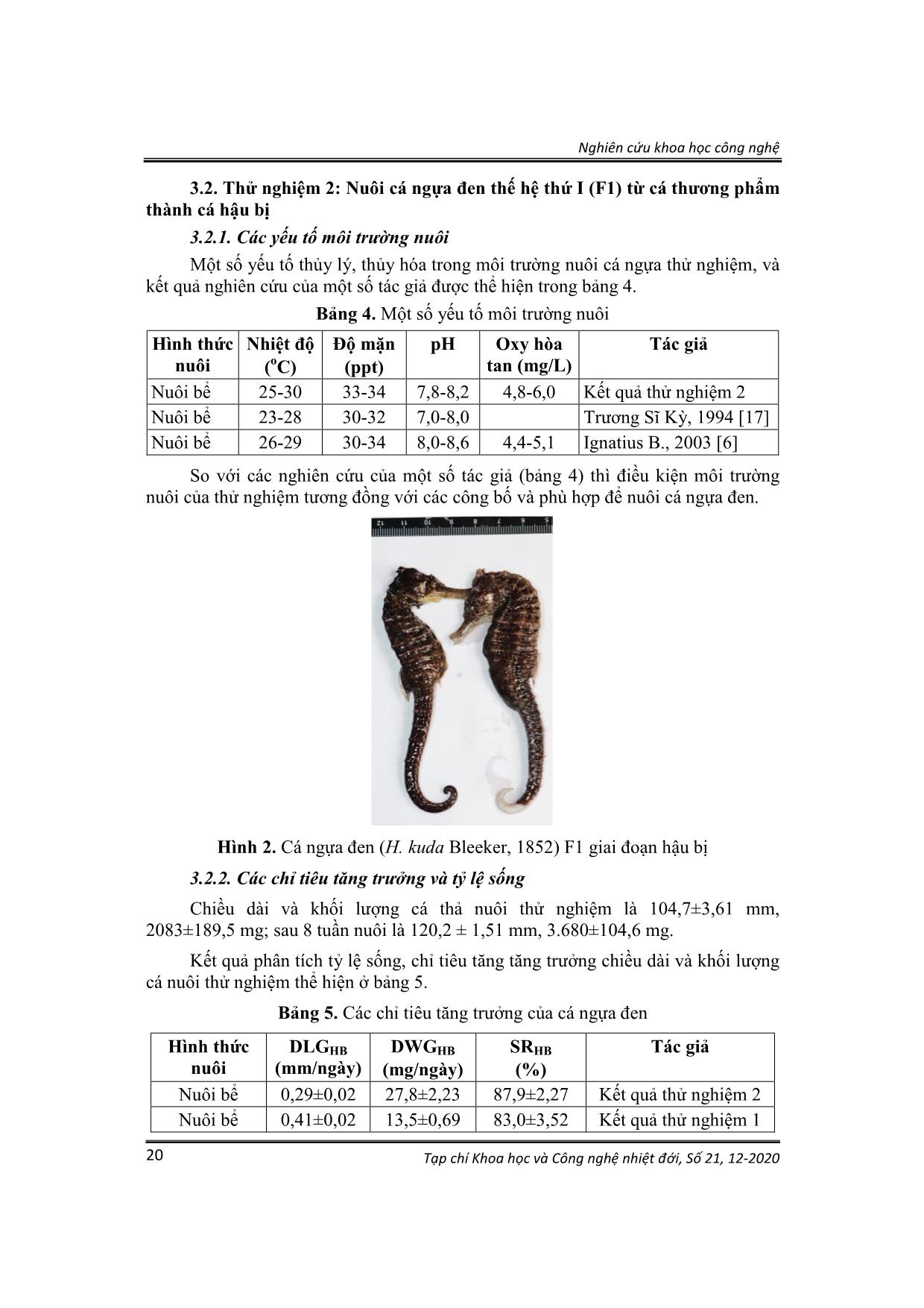 Thử nghiệm nuôi cá ngựa đen (Hippocampus kuda Bleeker, 1852) bố mẹ thế hệ thứ I tại Khánh Hòa trang 6