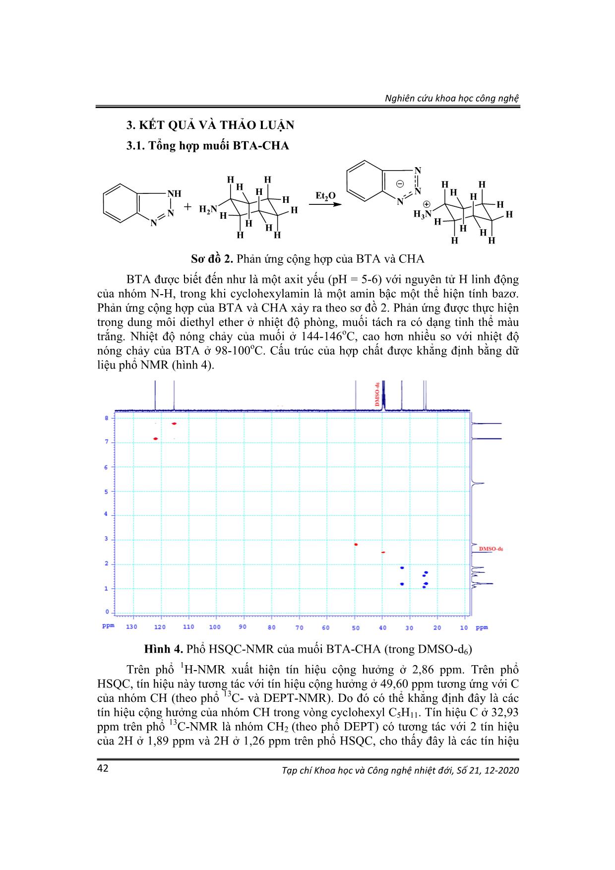 Tổng hợp và hiệu quả ức chế ăn mòn đồng của muối cộng hợp Benzotriazole-Cyclohexylamine trong dung dịch NaCl trang 5