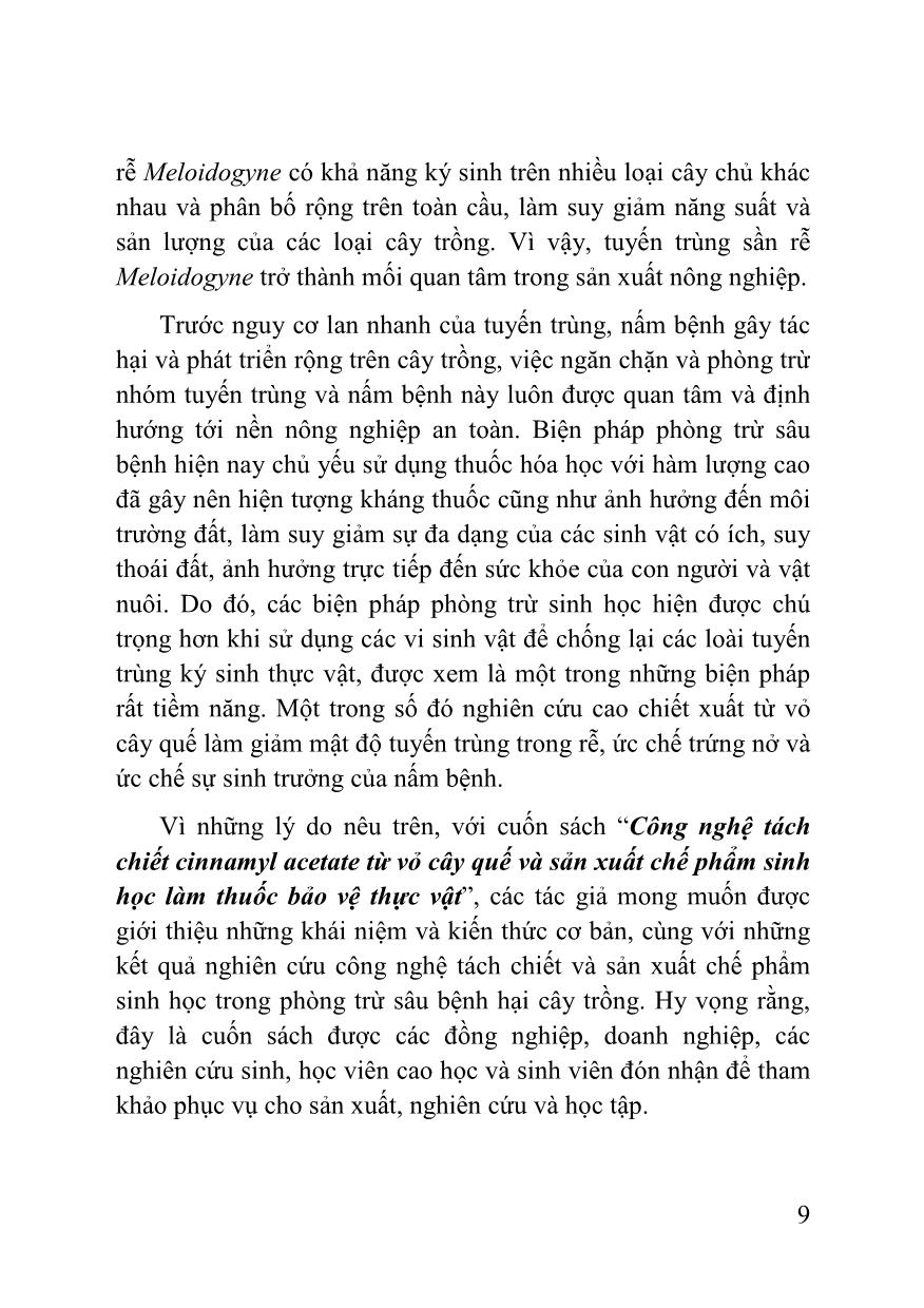 Tài liệu Công nghệ tách chiết cinnamyl acetate từ vỏ cây quế và sản xuất chế phẩm sinh học làm thuốc bảo vệ thực vật trang 7